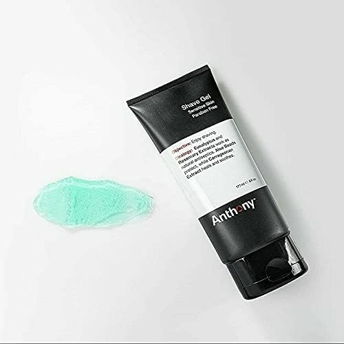 Anthony Shave Gel for Sensitive Skin – Non-Foaming, Aloe Vera Beads (6 oz, 3 Pack)