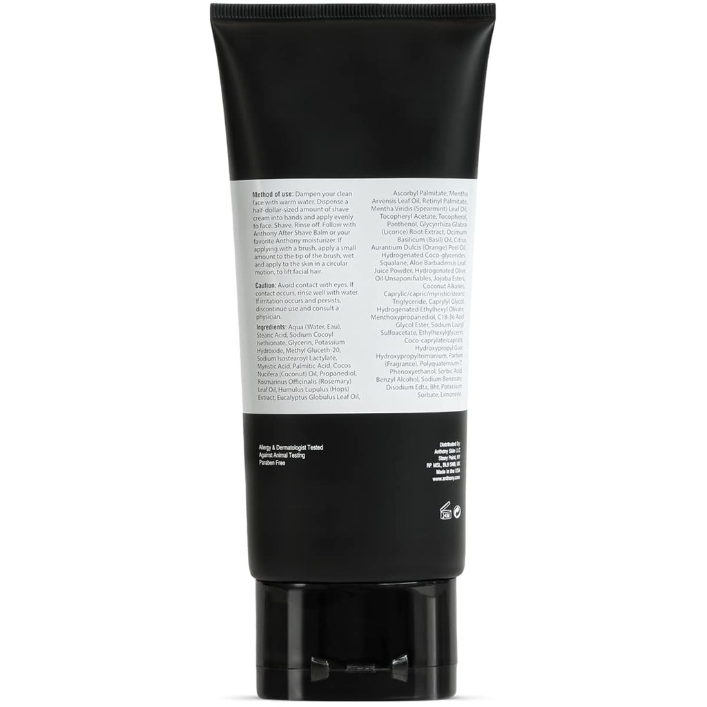 Anthony Shaving Cream for Sensitive Skin – Squalane, Eucalyptus, Spearmint & Rosemary, 6 oz (2 Pack)