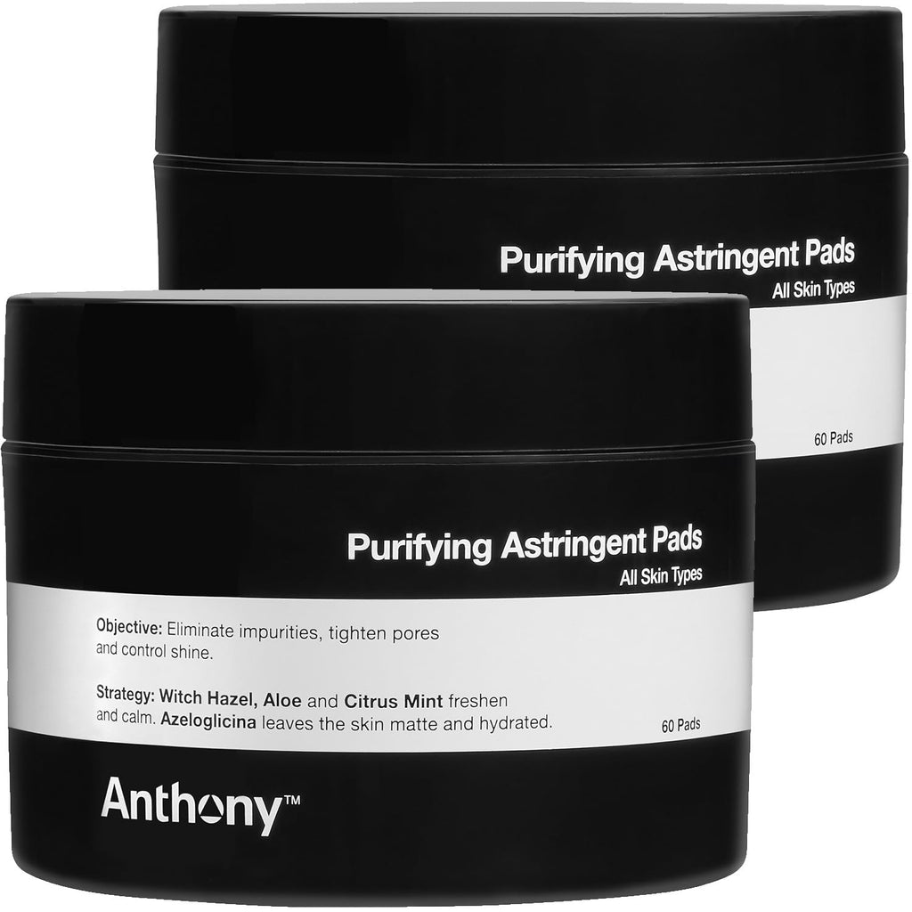 Anthony Witch Hazel Pads Pore Cleaner – 60 Count 2-Pack with Aloe Vera & Citrus Mint