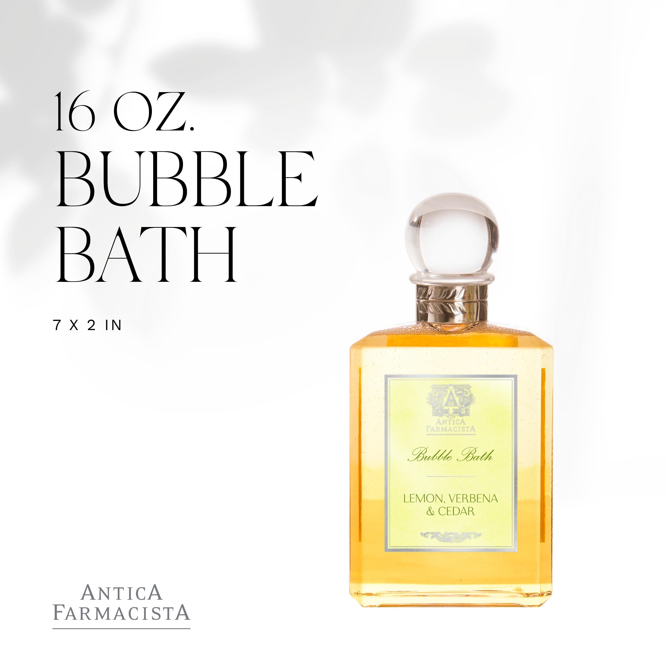 Antica Farmacista Bubble Bath – Relaxing Foam with Honey, Jojoba Oil & Aloe Vera | Lemon, Verbena & Cedar, 16 fl oz