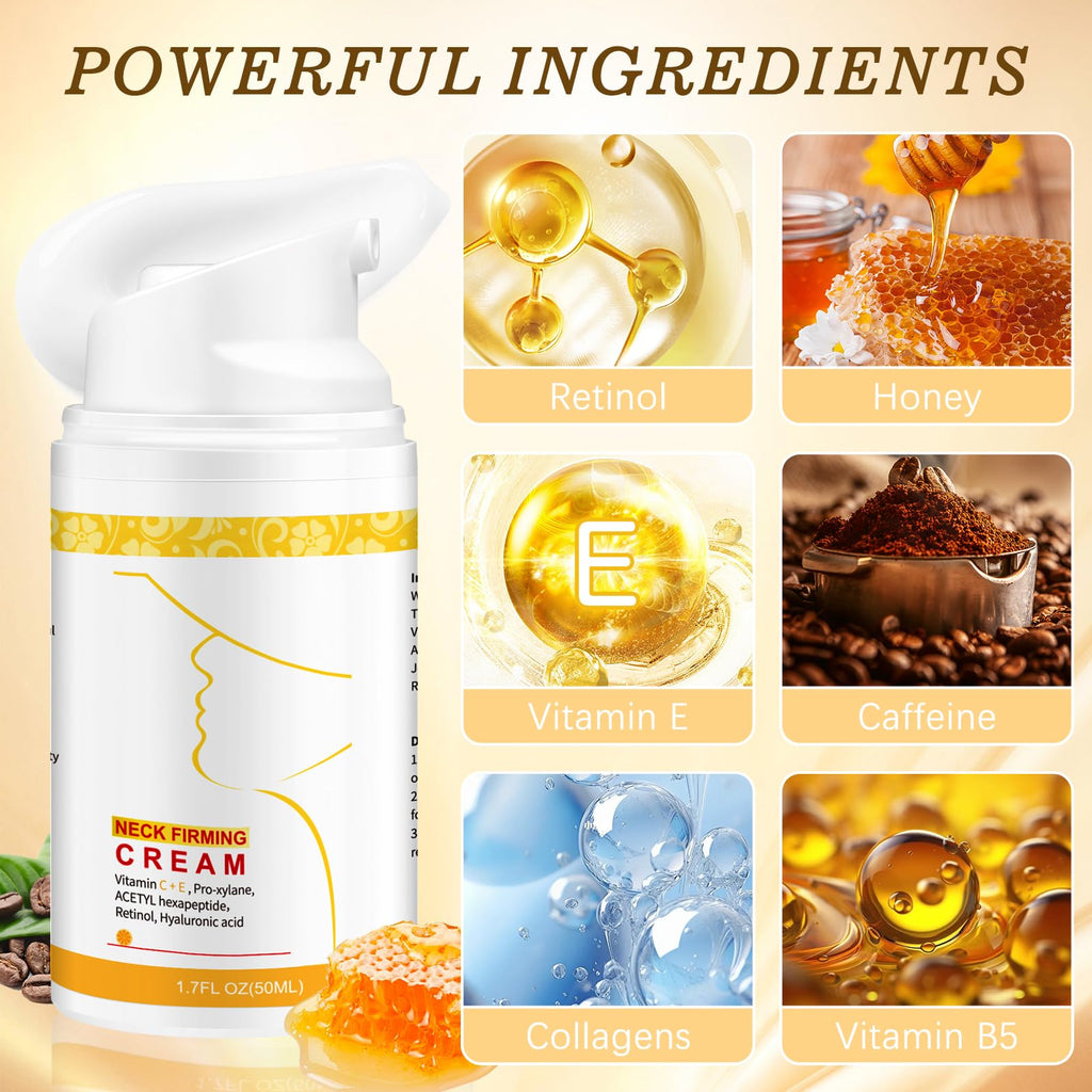 ANTIVP Neck Cream for Tightening & Firming - Gua Sha Kit with Collagen, Retinol & Hyaluronic Acid