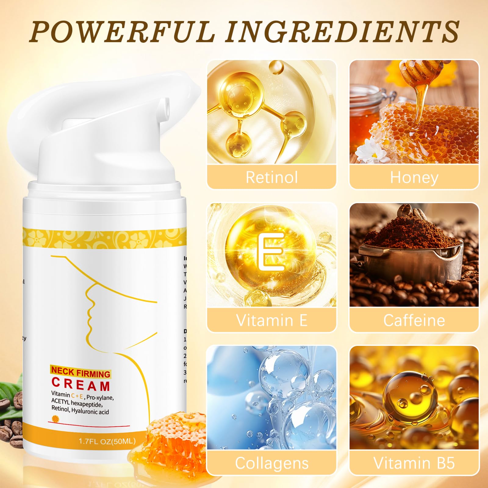 ANTIVP Neck Cream for Tightening & Firming - Gua Sha Kit with Collagen, Retinol & Hyaluronic Acid