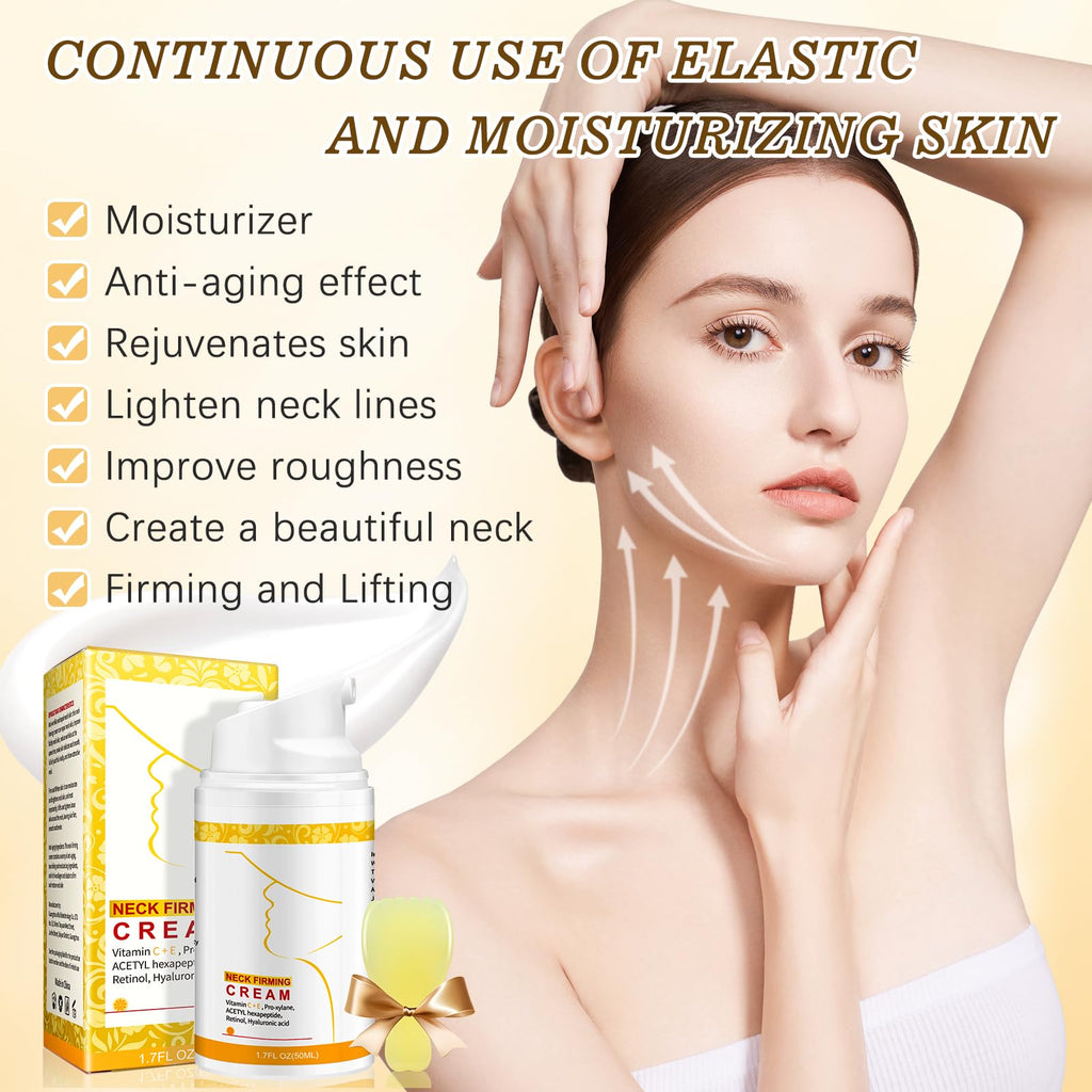 ANTIVP Neck Cream for Tightening & Firming - Gua Sha Kit with Collagen, Retinol & Hyaluronic Acid