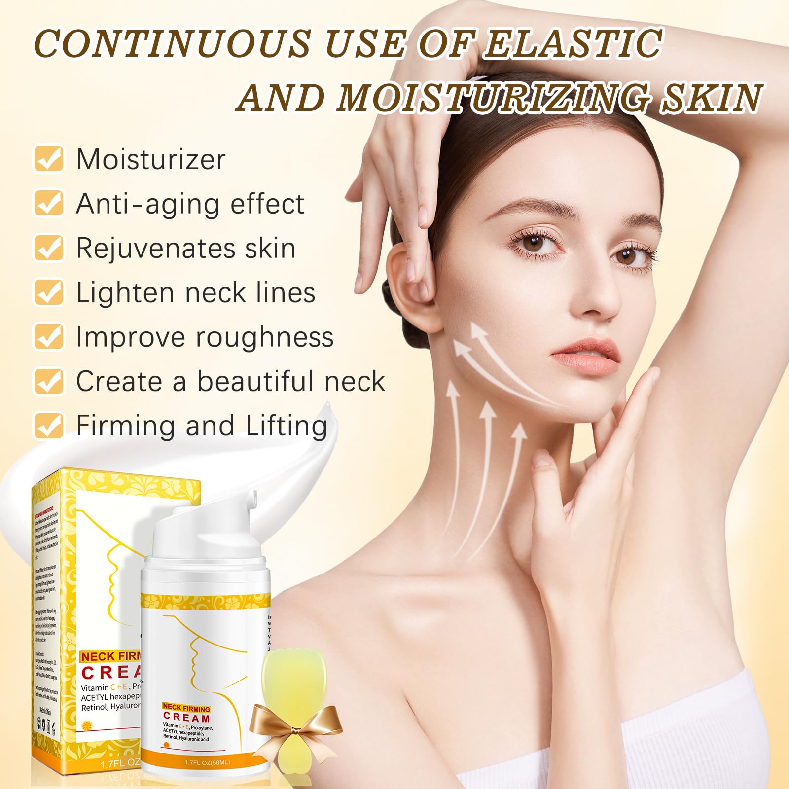 ANTIVP Neck Cream for Tightening & Firming - Gua Sha Kit with Collagen, Retinol & Hyaluronic Acid