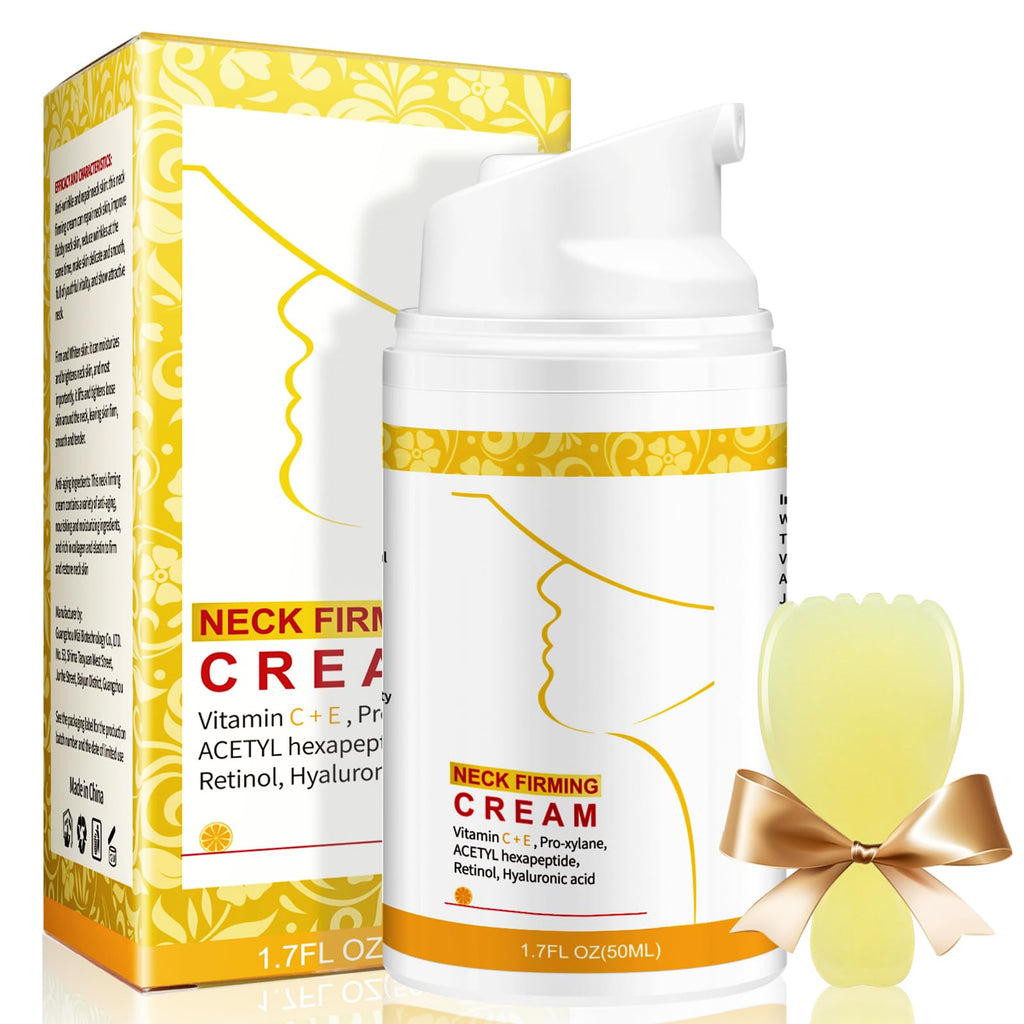 ANTIVP Neck Cream for Tightening & Firming - Gua Sha Kit with Collagen, Retinol & Hyaluronic Acid