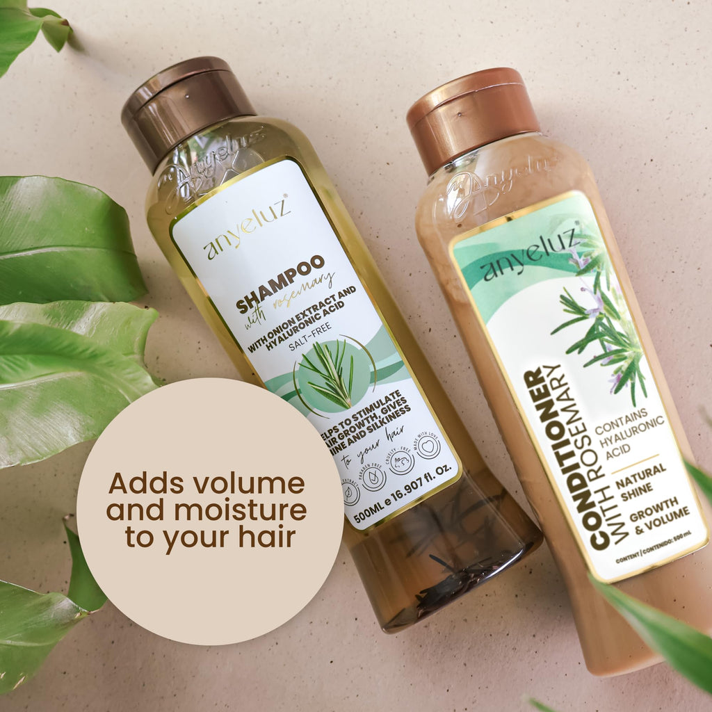ANYELUZ Rosemary Shampoo & Conditioner Set with Hyaluronic Acid – Strengthen, Hydrate, Shine