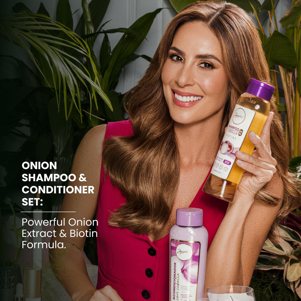 Anyeluz Onion Shampoo & Conditioner Set — Salt-Free & Keratin-Safe with Biotin (16.9 oz x 2)