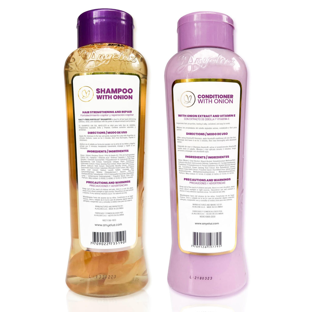 Anyeluz Onion Shampoo & Conditioner Set — Salt-Free & Keratin-Safe with Biotin (16.9 oz x 2)