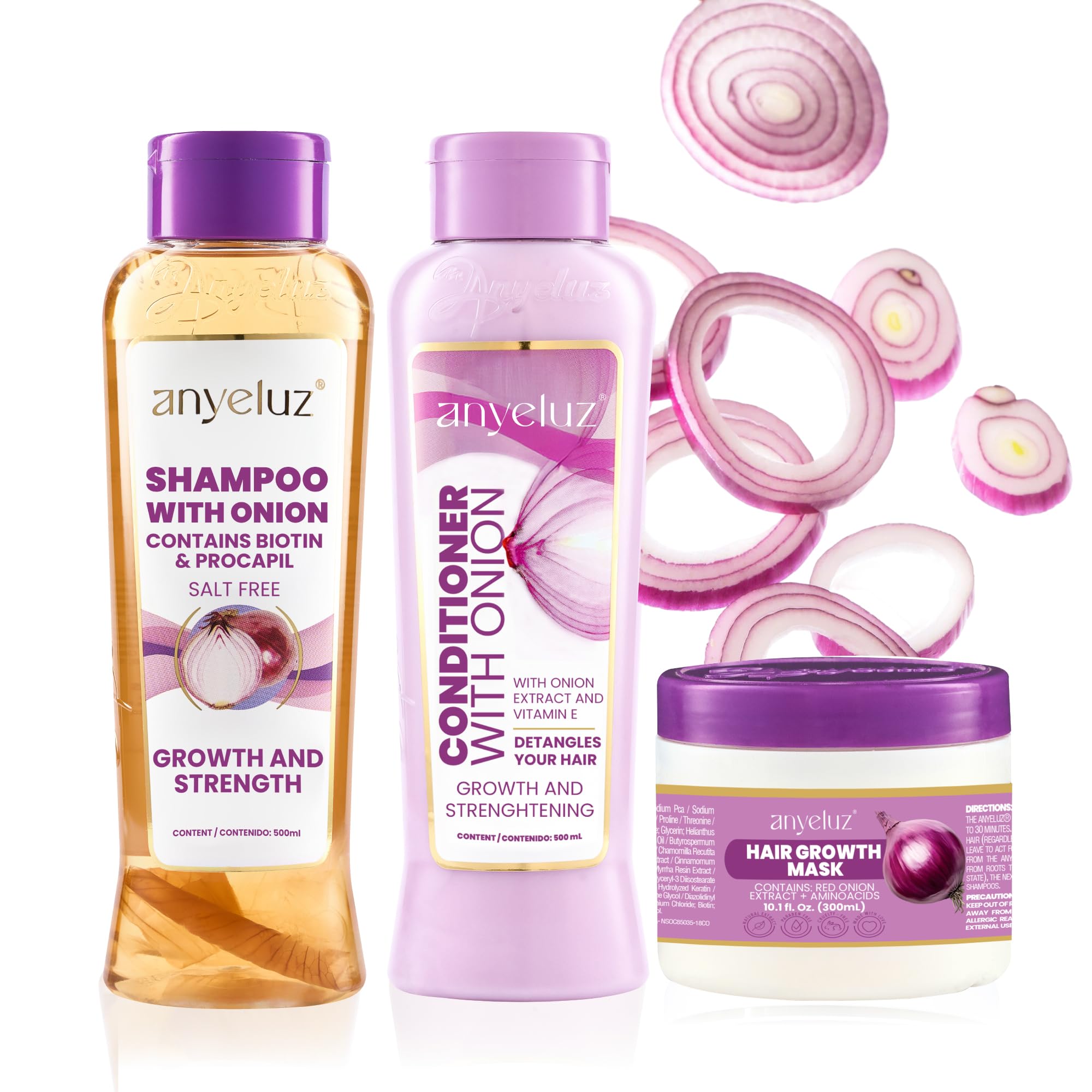 ANYELUZ Onion Hair Care Set — Shampoo, Conditioner & Hair Mask