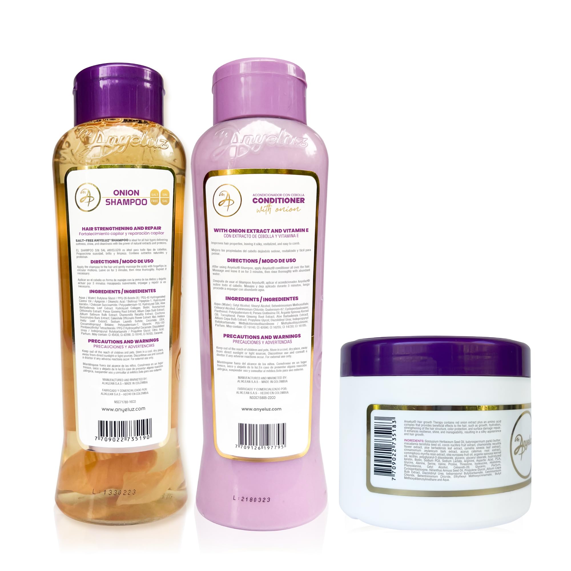 ANYELUZ Onion Hair Care Set — Shampoo, Conditioner & Hair Mask
