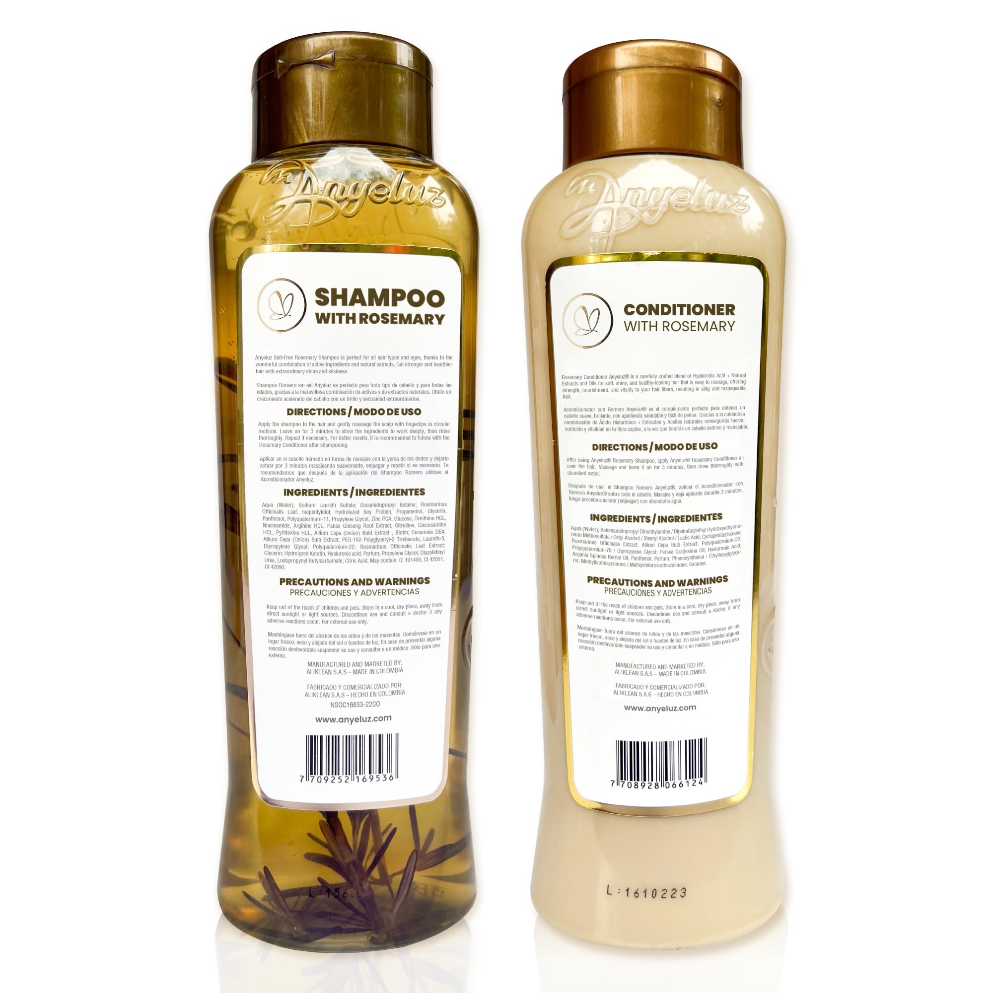 ANYELUZ Rosemary Shampoo & Conditioner Set with Hyaluronic Acid – Strengthen, Hydrate, Shine