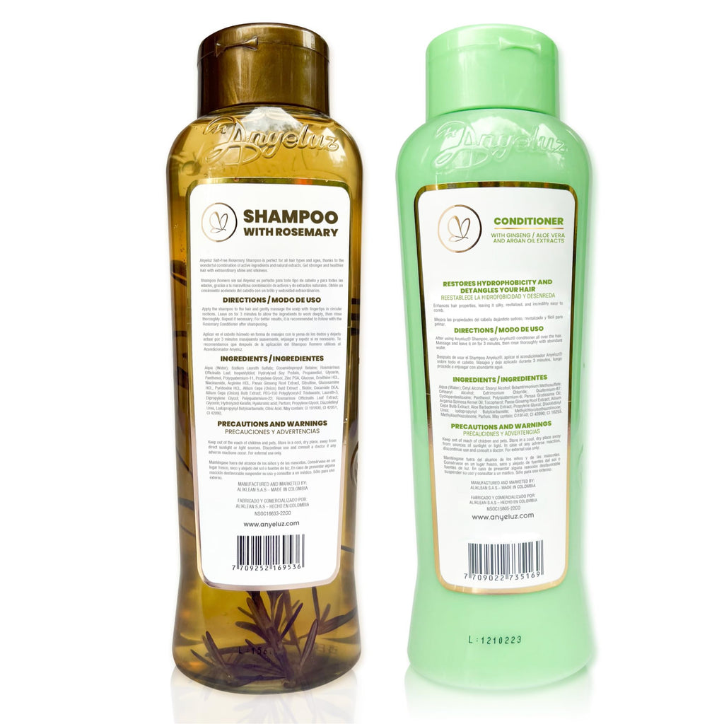 ANYELUZ Rosemary Shampoo & Aloe Conditioner Set – Hydration, Volume & Shine