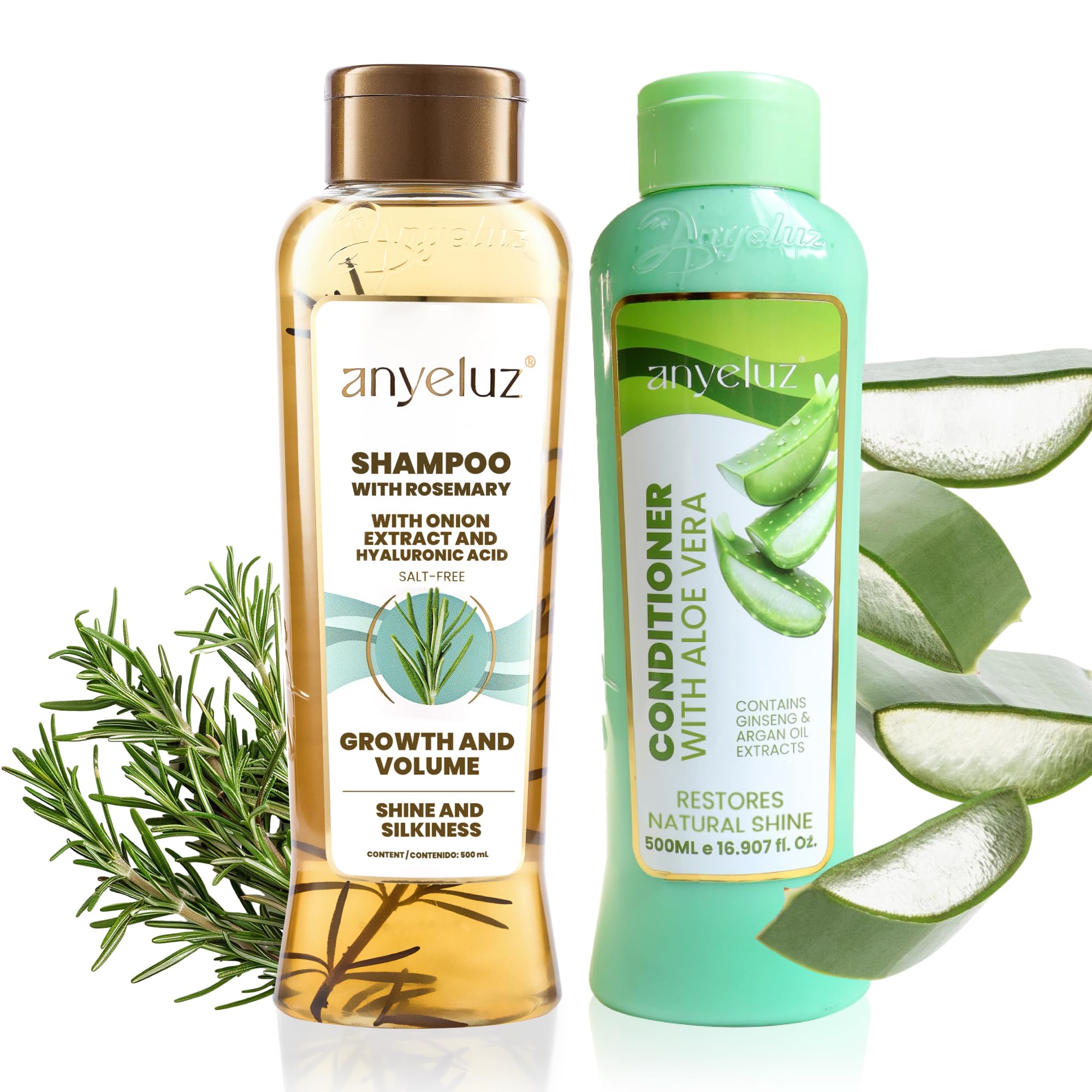 ANYELUZ Rosemary Shampoo & Aloe Conditioner Set – Hydration, Volume & Shine