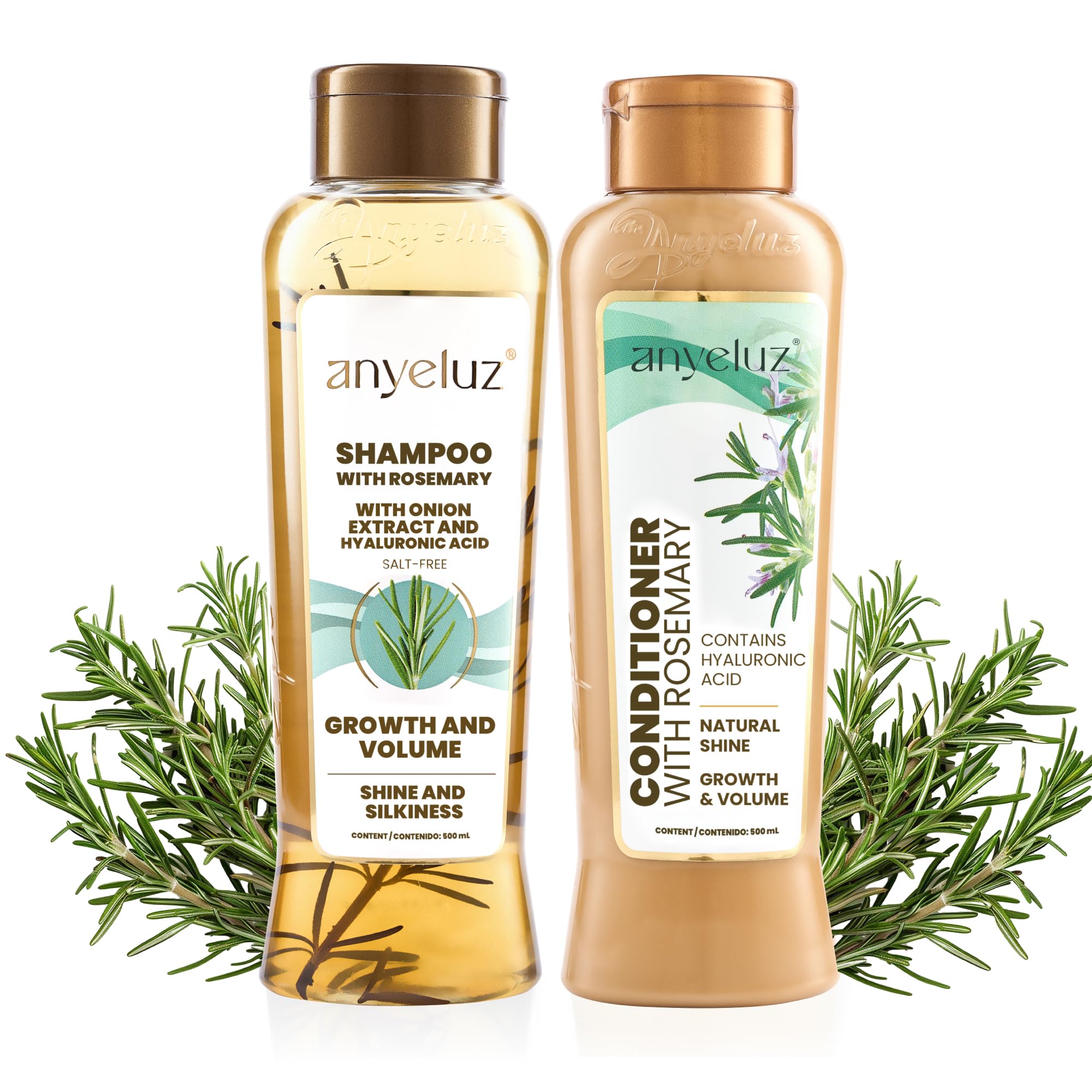 ANYELUZ Rosemary Shampoo & Conditioner Set with Hyaluronic Acid – Strengthen, Hydrate, Shine