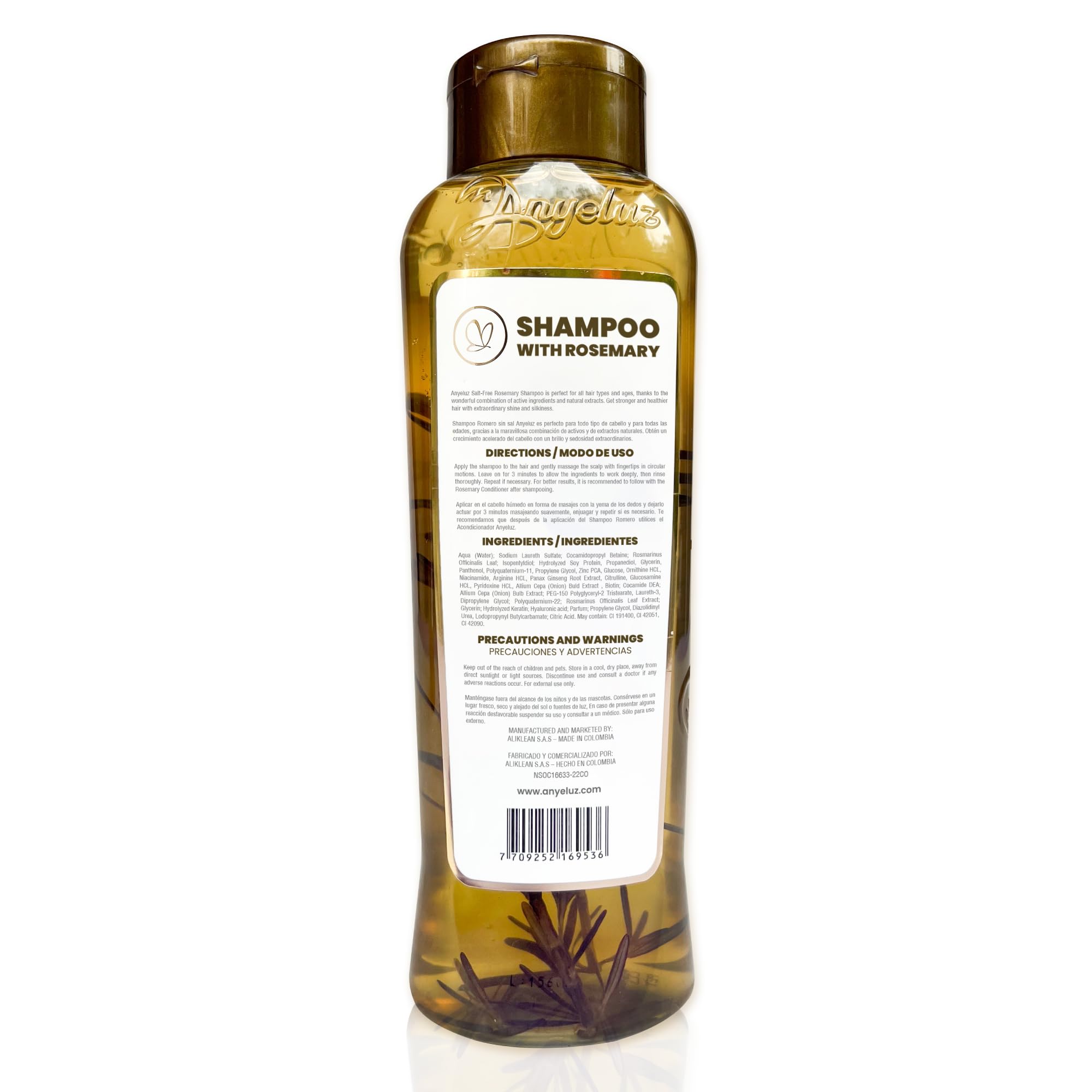 Anyeluz Rosemary Shampoo – Strengthens Hair, Protects Against Styling Damage, All Hair Types