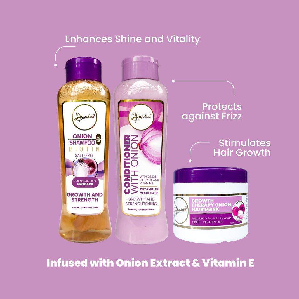 ANYELUZ Onion Hair Care Set — Shampoo, Conditioner & Hair Mask