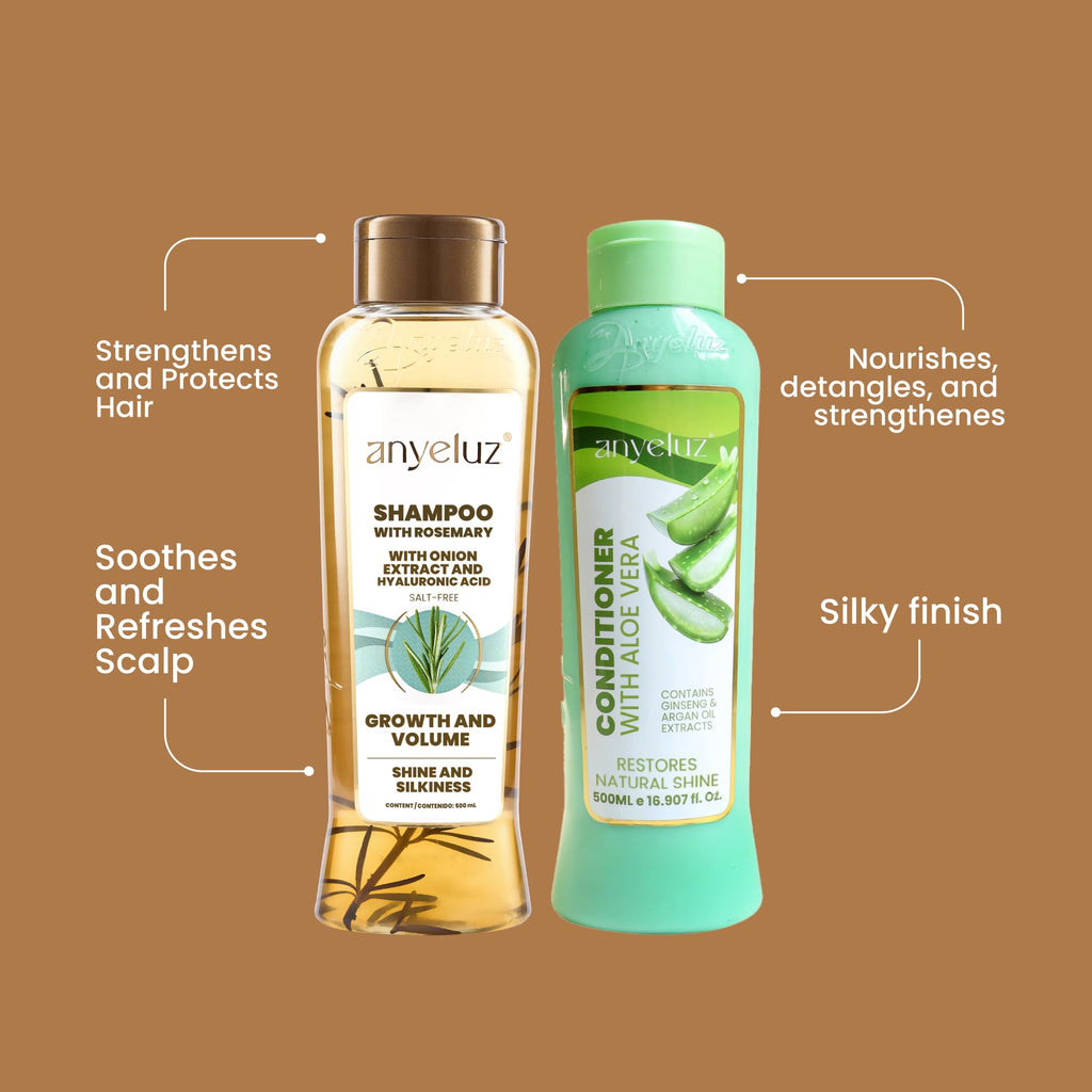 ANYELUZ Rosemary Shampoo & Aloe Conditioner Set – Hydration, Volume & Shine