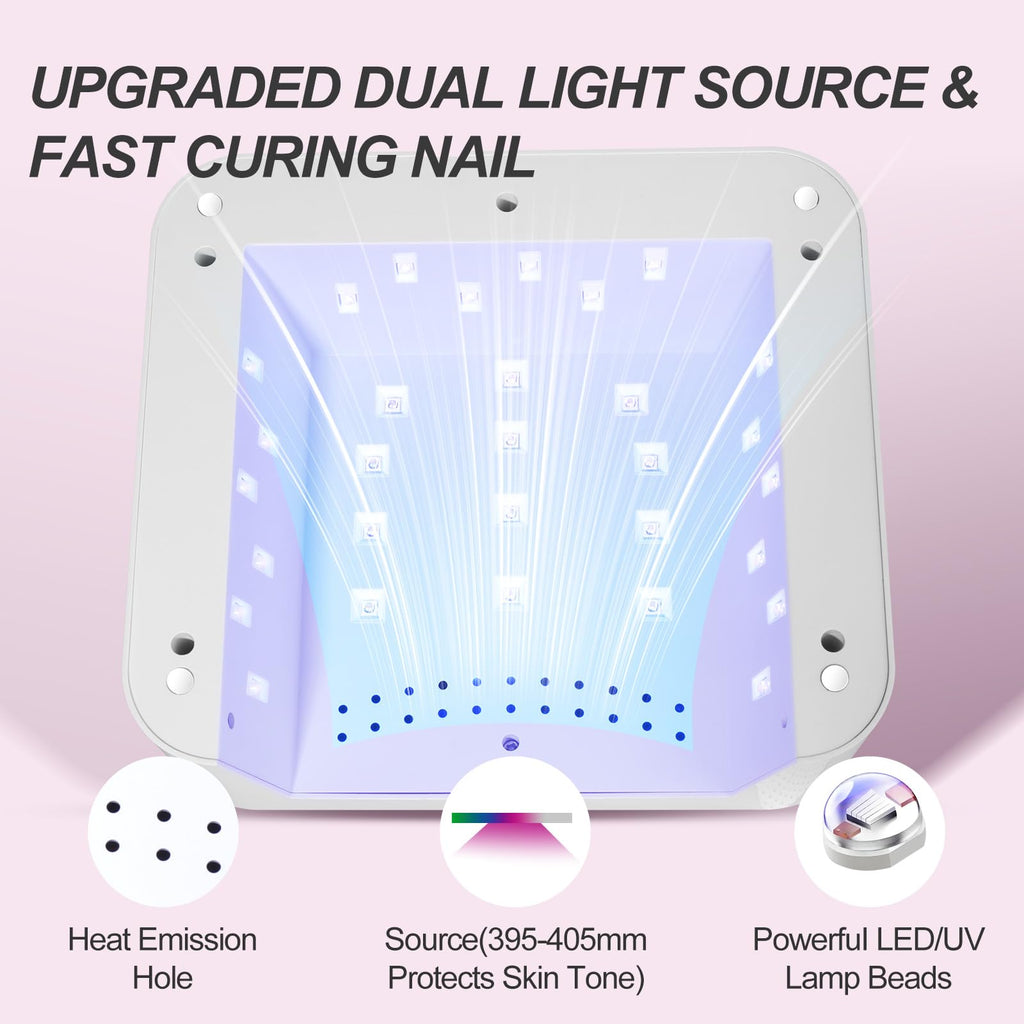 ANYINS UV Nail Lamp 120W – Fast, Even Gel Curing, Cordless with Auto-Sensor | Pink