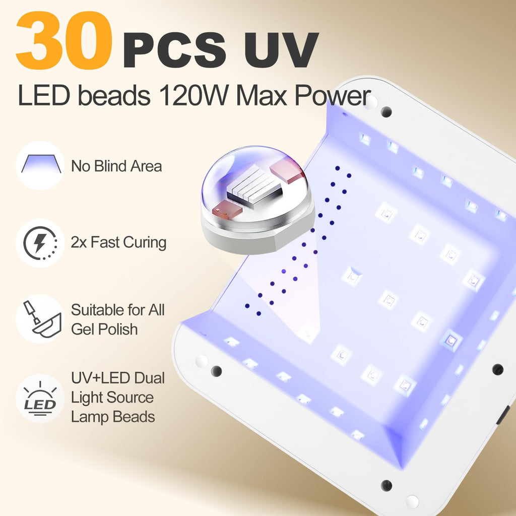 ANYINS UV Nail Lamp 120W – Cordless Gel Nail Light with Auto-Sensor