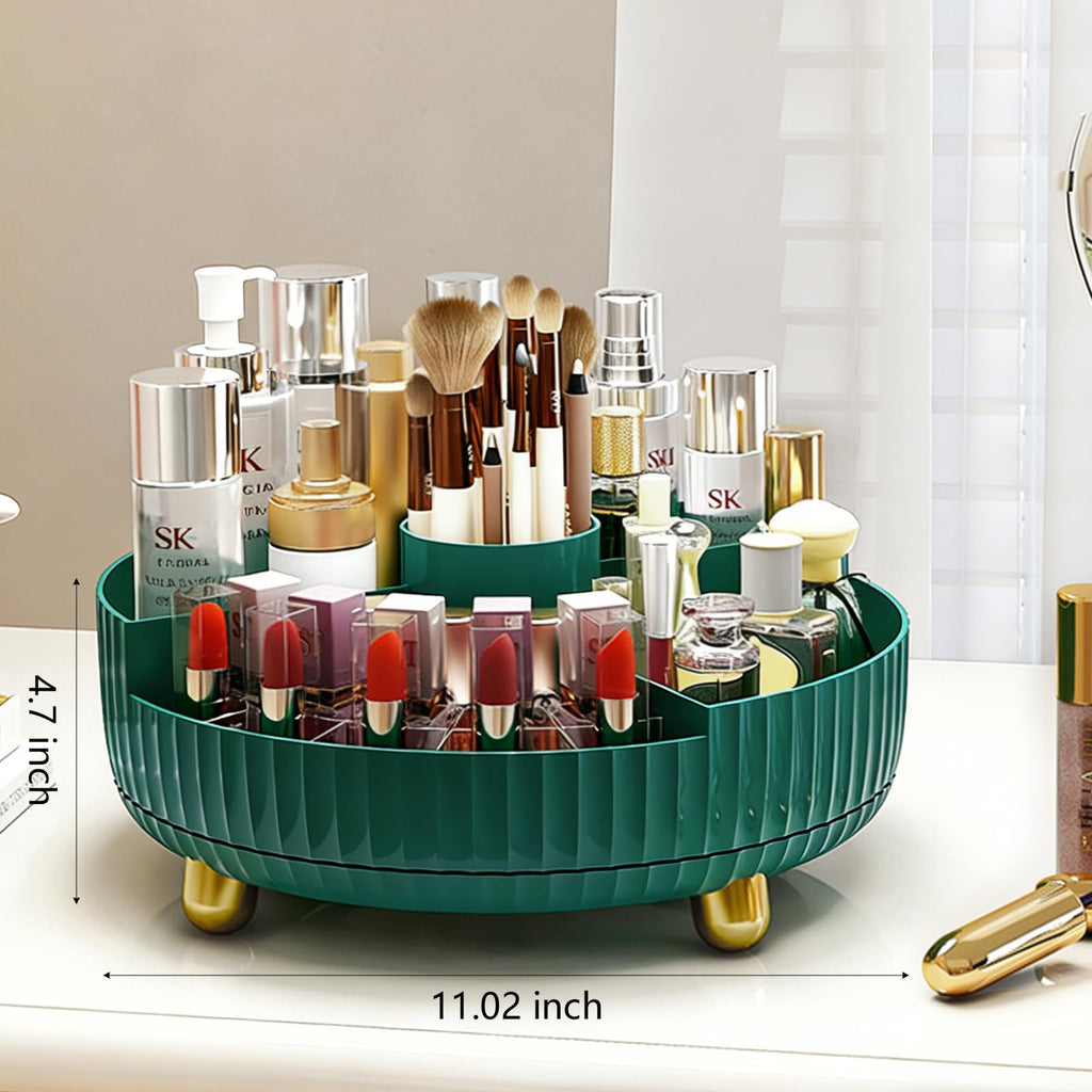 Anyoifax 360° Rotating Makeup & Perfume Organizer Tray – Teal Green