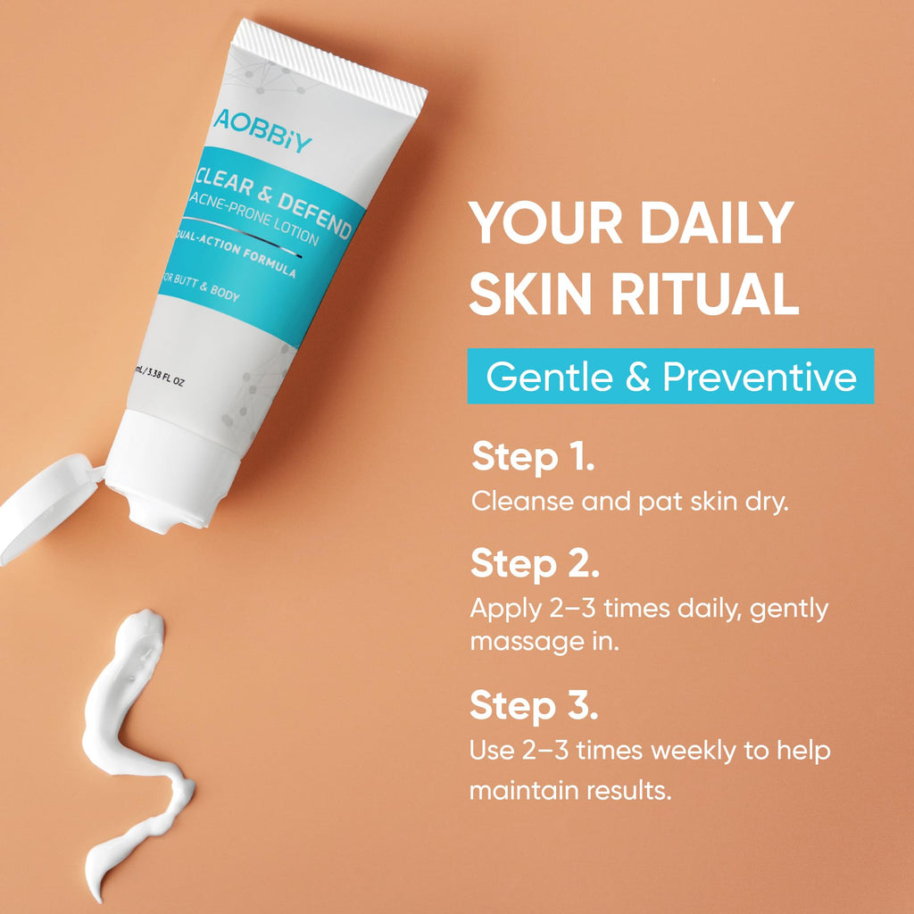 AOBBIY Butt Acne Clearing Treatment Cream — 2% Salicylic Acid & Niacinamide for Back, Butt & Body