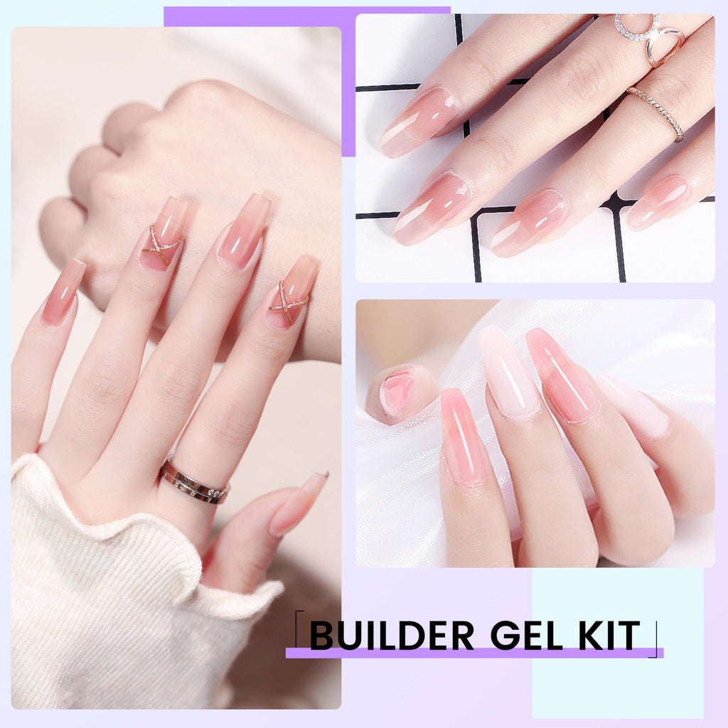 AOBOO Finger Secret Hard Gel for Nails – Builder Gel for Extensions (White/Transparent/Pink Nude), 5.3oz / 150g