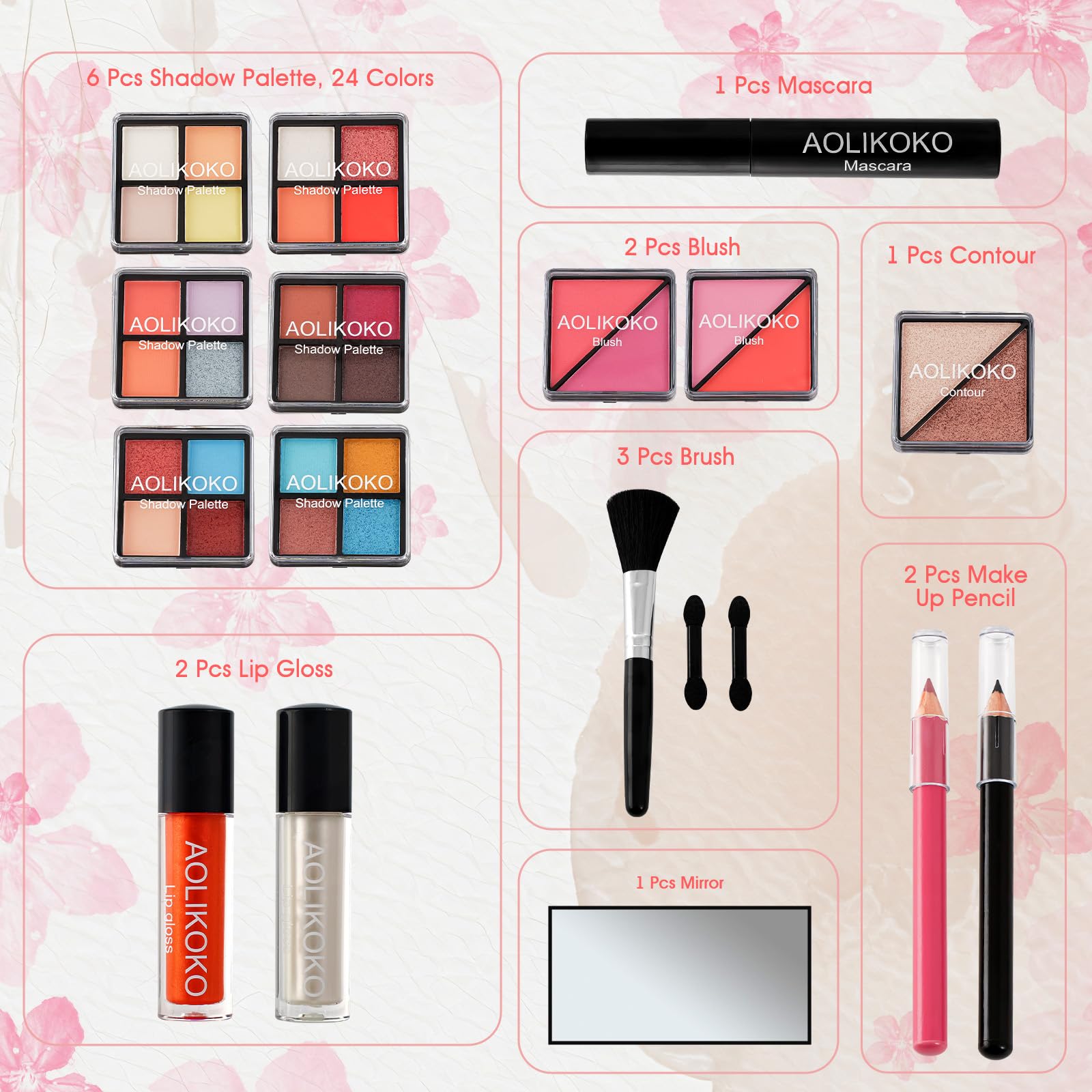 AOLIKOKO All-in-One Makeup Kit for Teens & Women | Portable Train Case