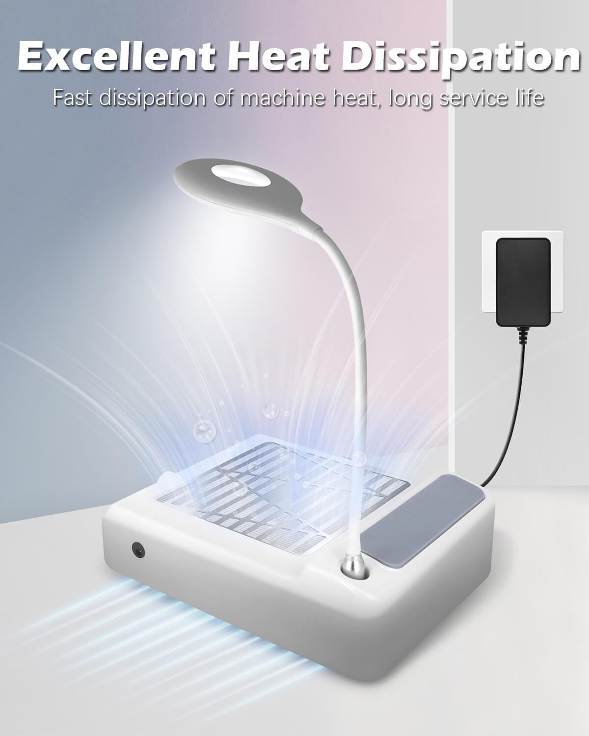 AONOLOVO Nail Dust Collector – Low Noise Vacuum with Lamp for Nails