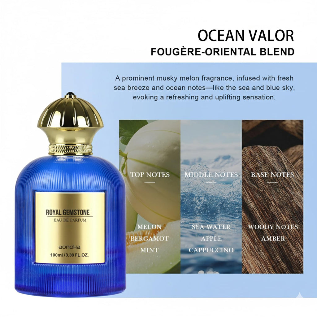 aopoka Ocean Valor – Luxury Men’s Eau de Parfum, 3.3 fl oz | Aquatic Fougere Amber
