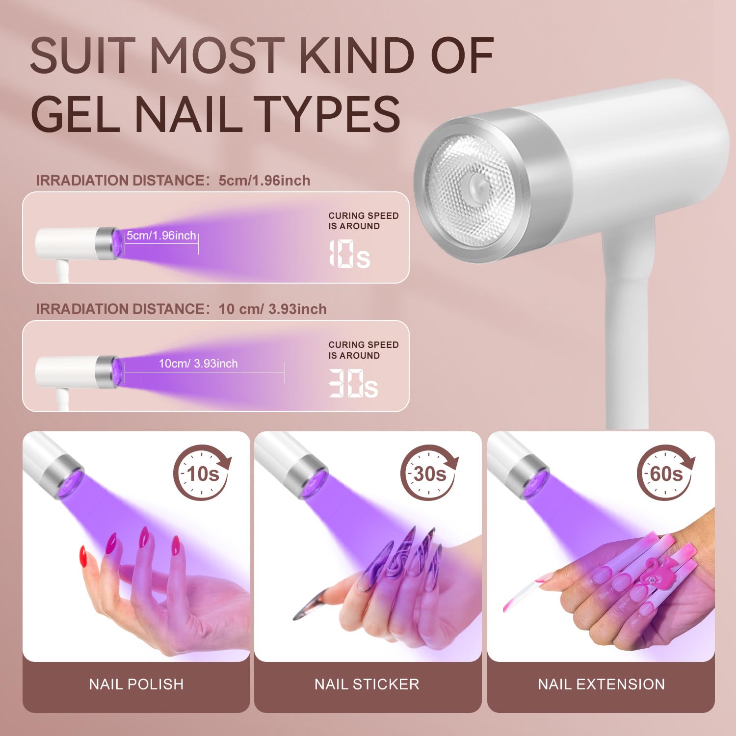 AORAEM UV LED Nail Lamp – Rechargeable Gooseneck 12W Quick Cure with 4 Timers & Auto Sensor