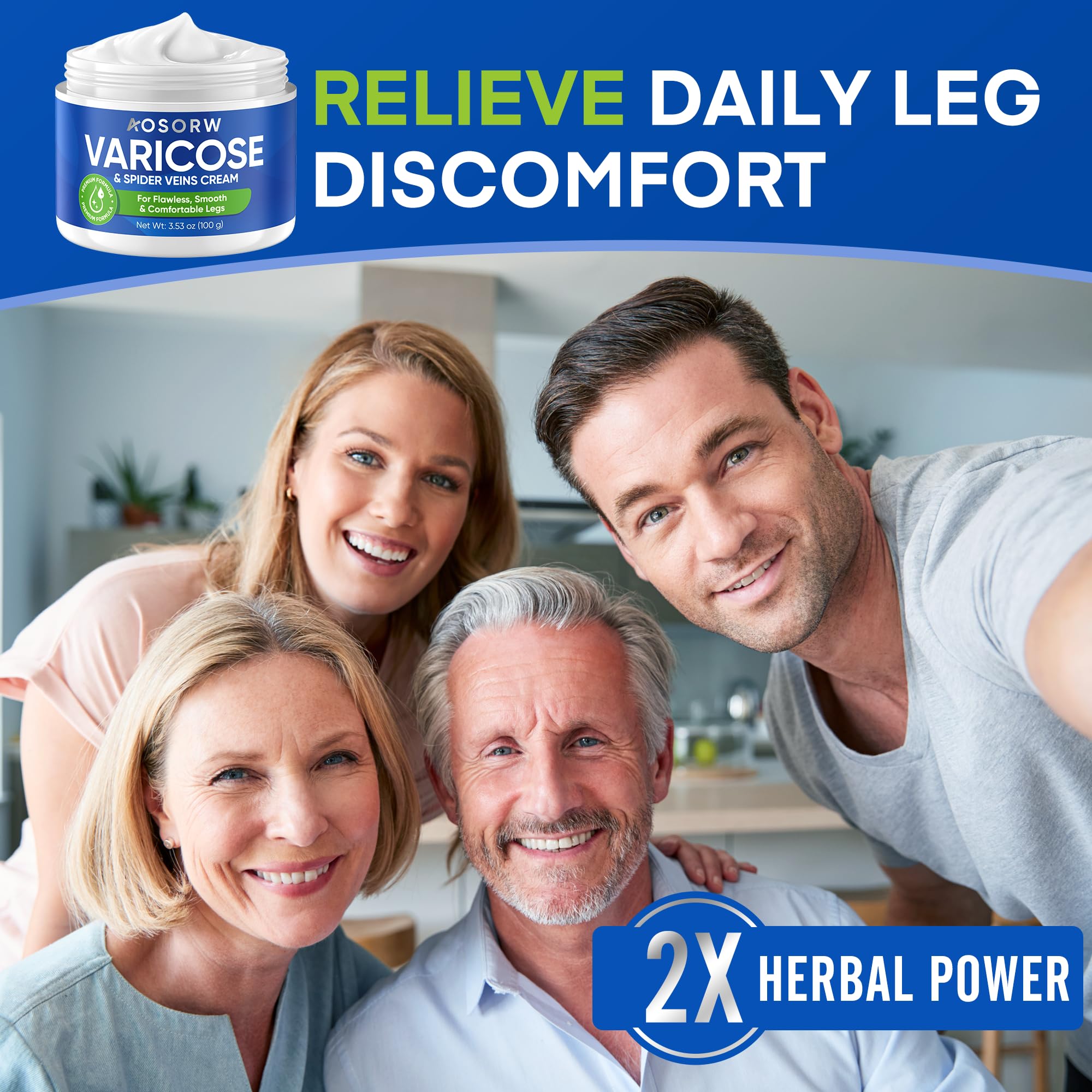 AOSORW Varicose & Spider Veins Cream – Natural Leg Vein Support, 3.4 Fl Oz