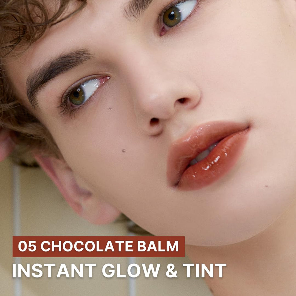 AOU GLOWY TINT BALM - Hydrating Lip Tint with Natural Gloss | 0.12oz (05 Chocolate Balm)