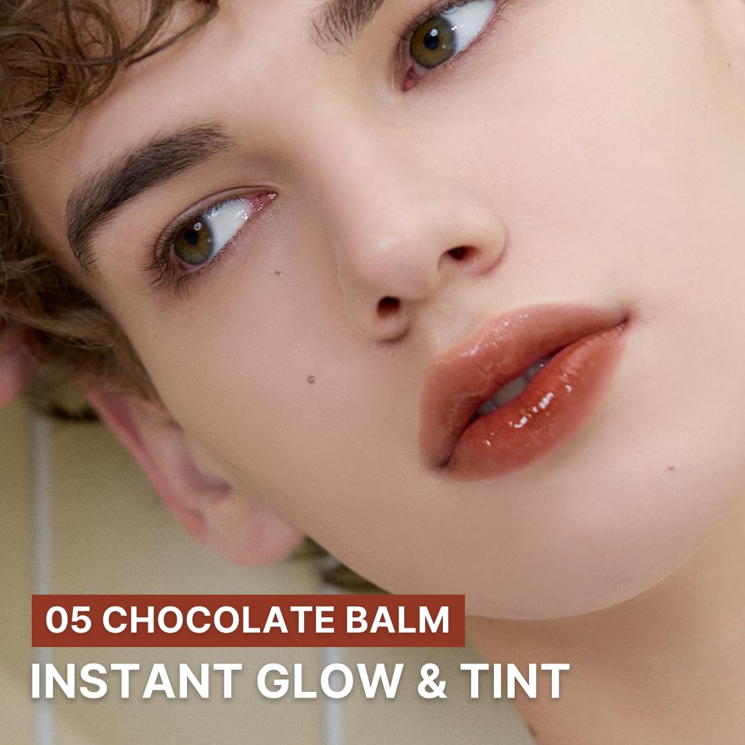 AOU GLOWY TINT BALM - Hydrating Lip Tint with Natural Gloss | 0.12oz (05 Chocolate Balm)