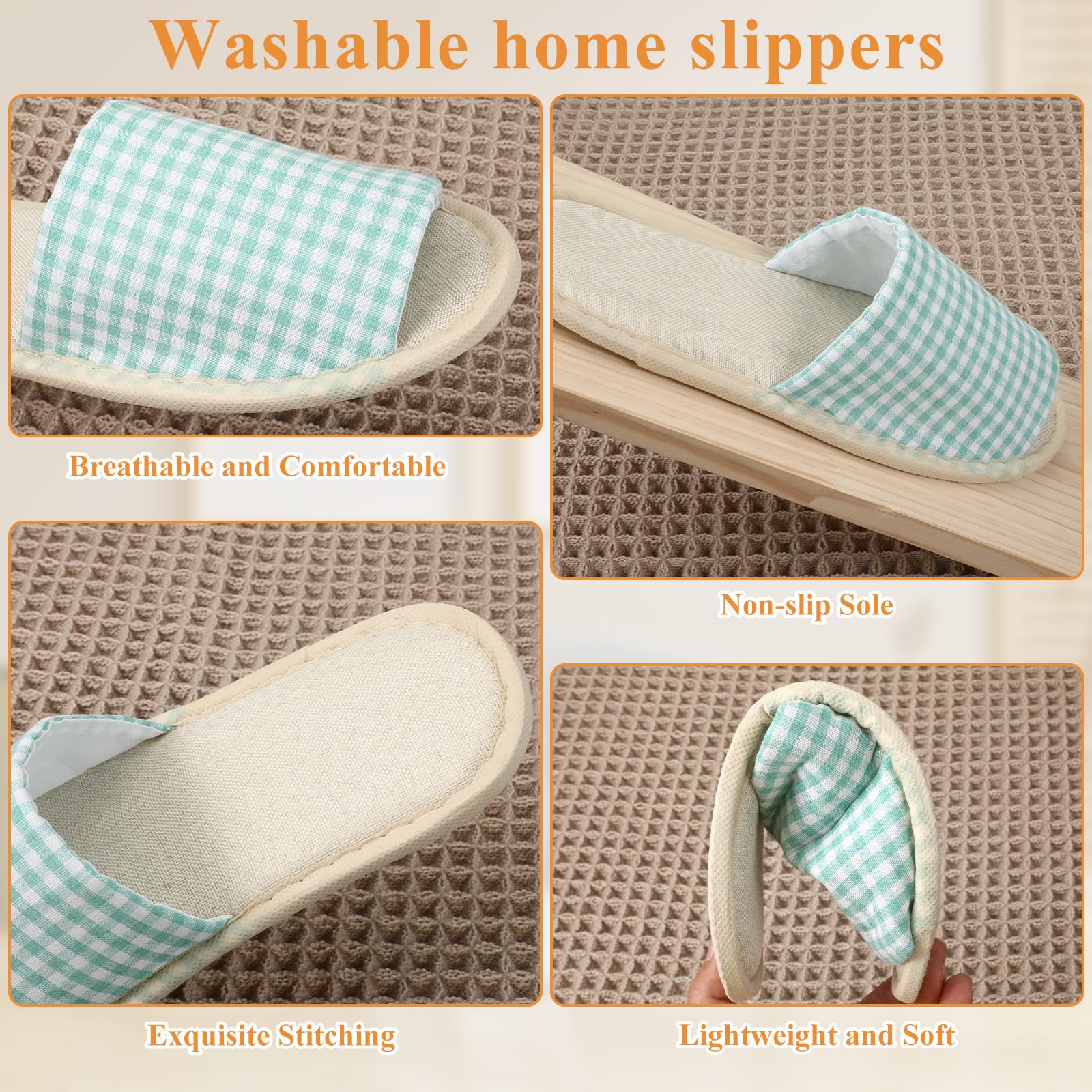 AOZUO 10 Pairs Disposable Indoor Slippers for Guests – Non-Slip, Breathable Open-Toe Bulk Pack