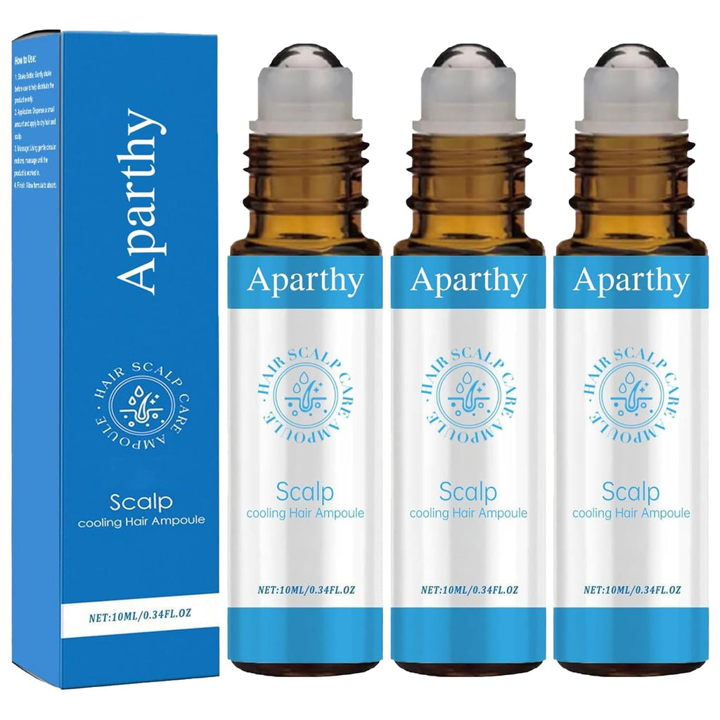 Aparthy Hair Growth Roll-On Serum – Advanced Menthol & Camellia Oleifera Seed Oil, 3-Pack, Non-Messy Rollerball for Men & Women