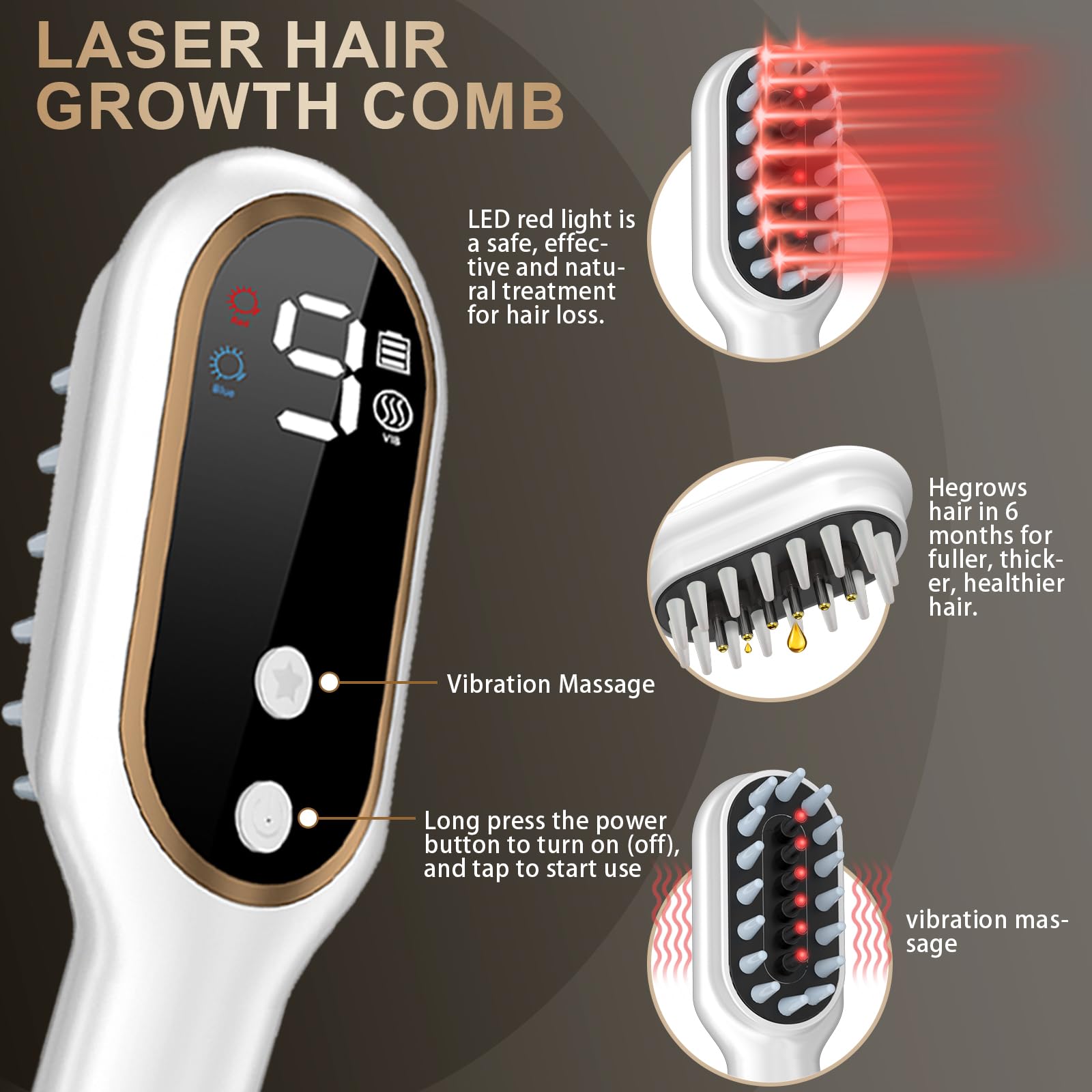 Apbier Laser Hair Growth Comb – Gentle Light Therapy for Hair Growth Support (Men & Women)