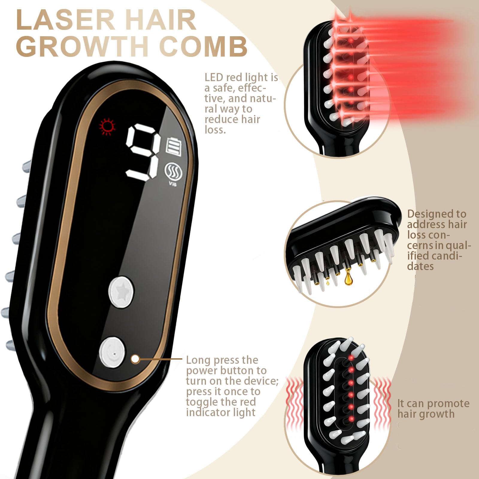 Apbier Laser Hair Growth Comb – At-Home Laser Therapy for Hair Growth