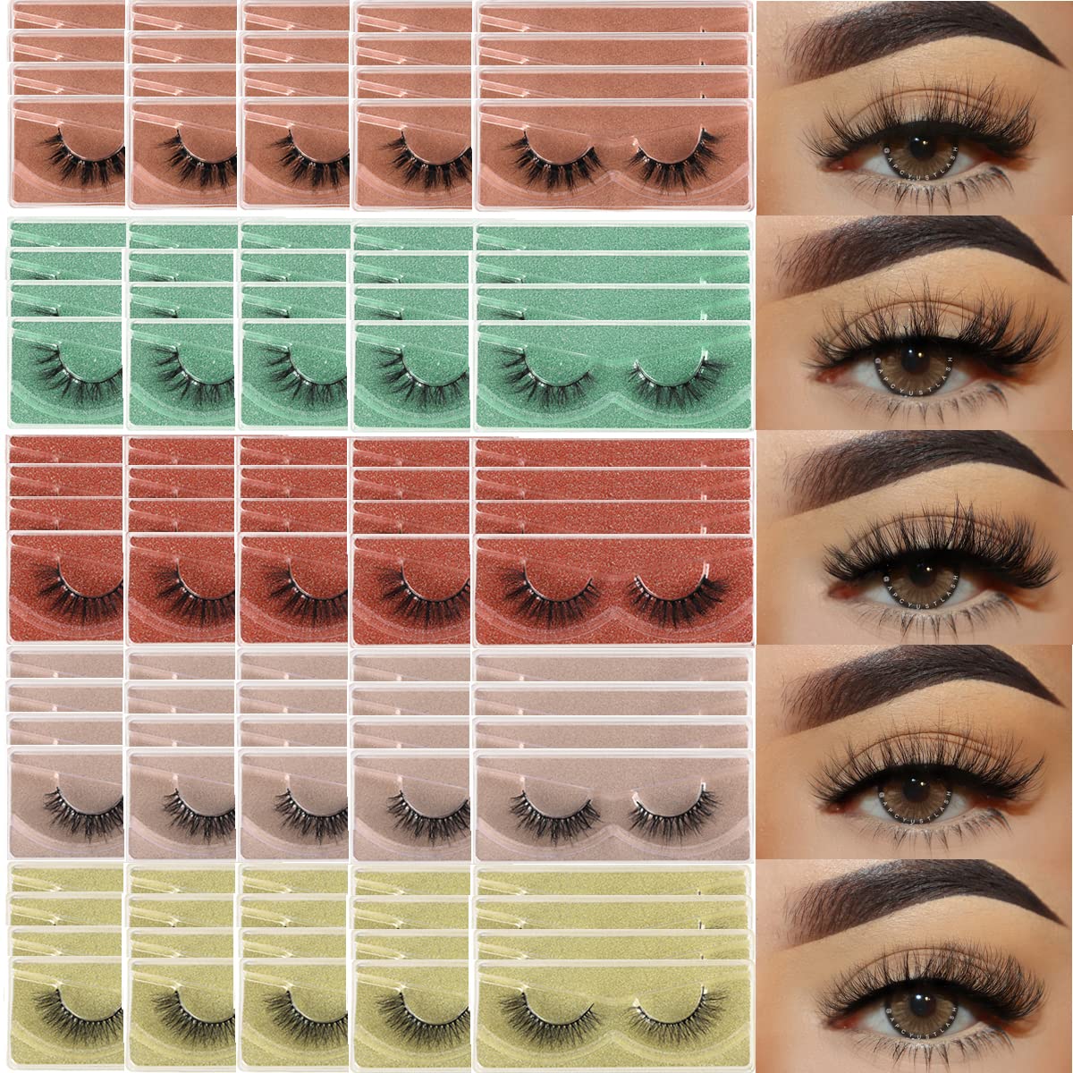 APCYUST Faux Mink Lashes Wholesale — 100 Pairs, 5 Styles, 20mm 5D Fluffy Lashes