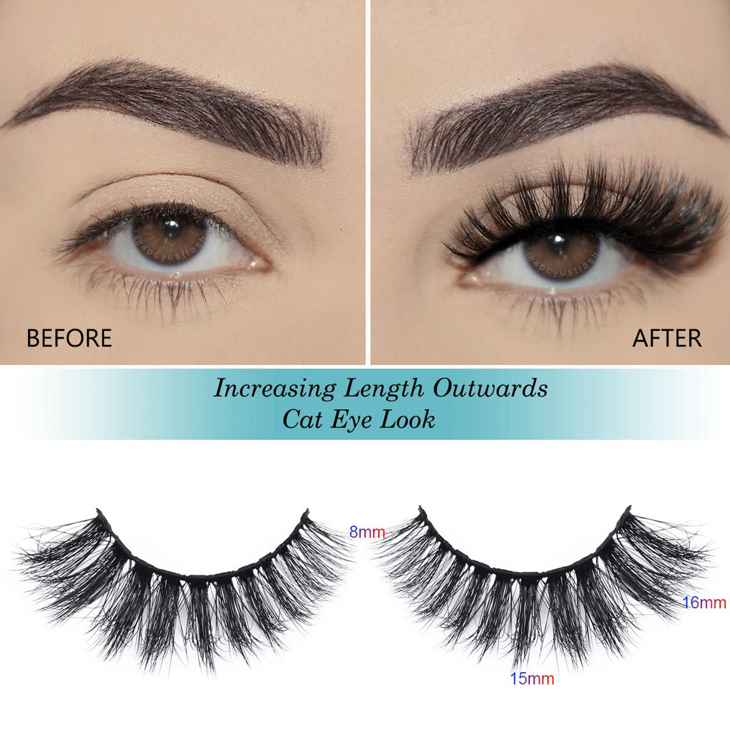 APCYUST Lashes Bulk 50 Pairs – 15mm & 18mm Full Eyelashes with Glitter Cases