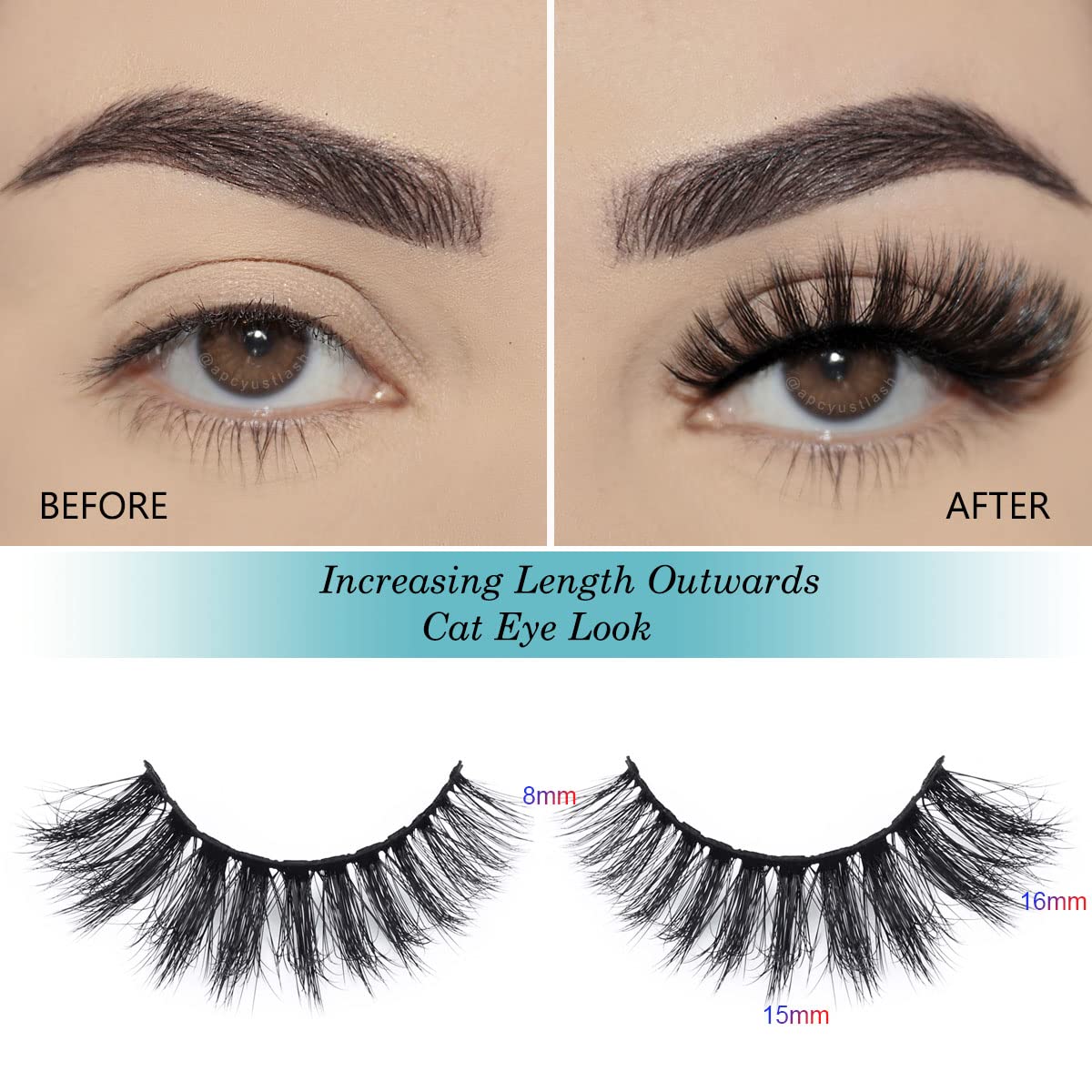 APCYUST Lashes Bulk 50 Pairs – 15mm & 18mm Full Eyelashes with Glitter Cases