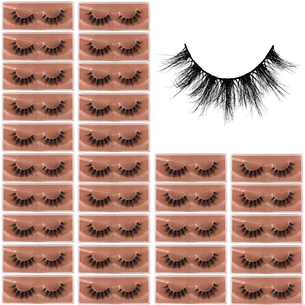APCYUST Lashes Mink Bulk 30-Pair – 5D Fluffy Lashes Wholesale, Portable Pack