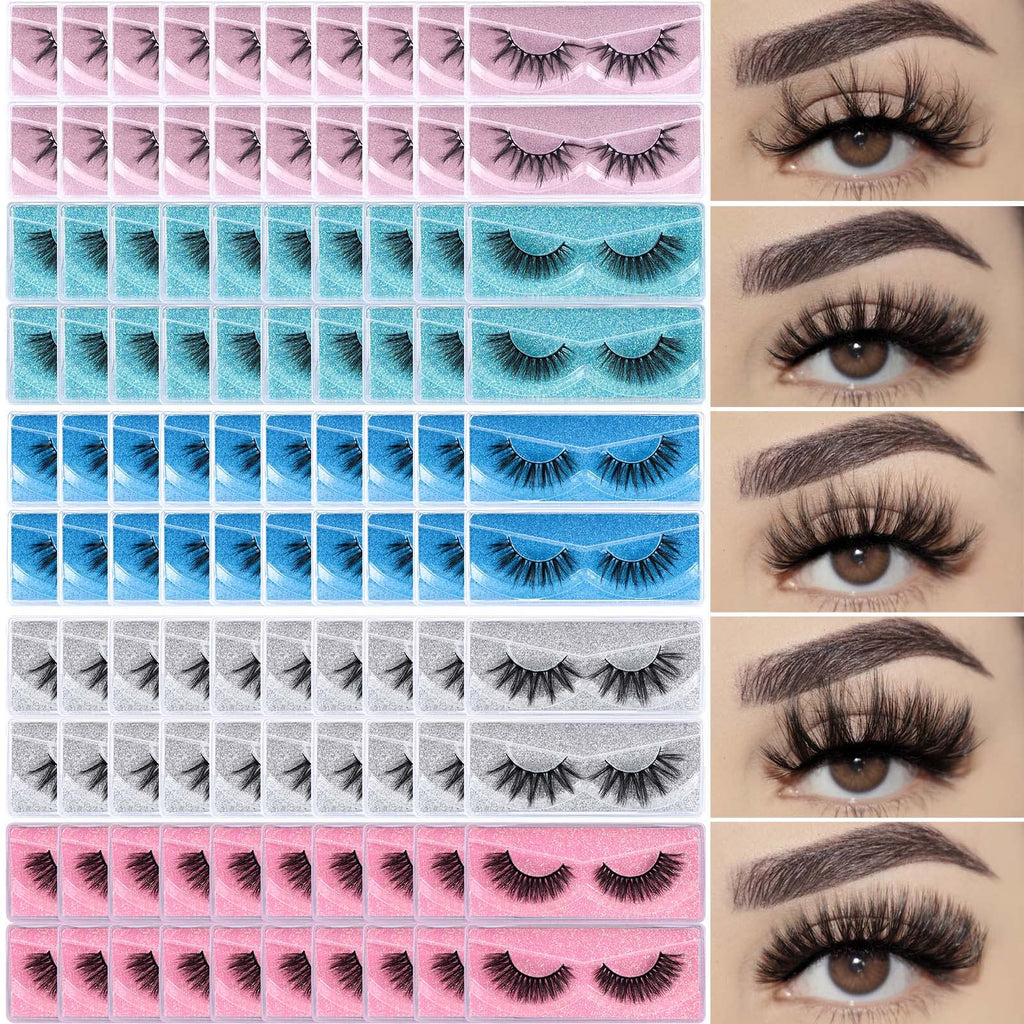 APCYUST Lashes Bulk Wispy Eyelashes – 100 Pairs, 5 Styles, 15mm-18mm | Wholesale & Brand Custom