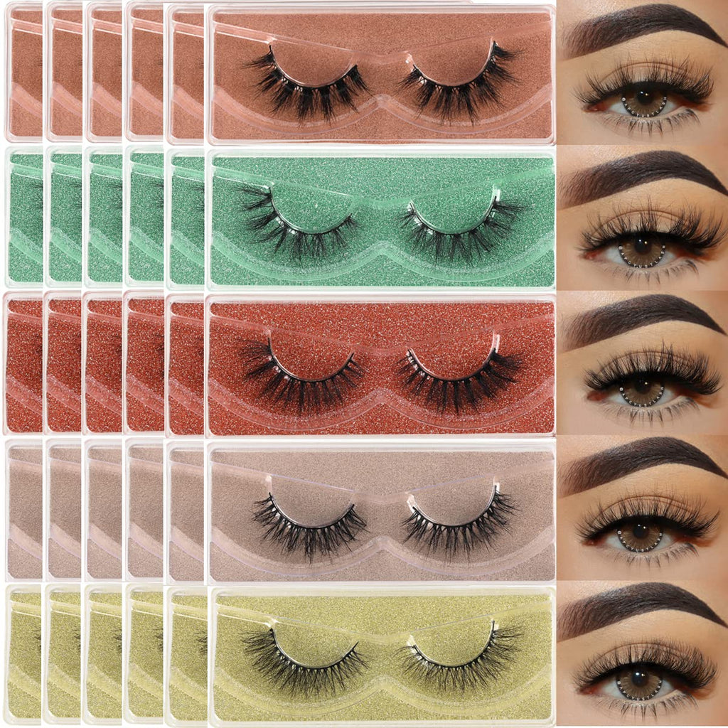 APCYUST Lashes Bulk – 30 Pairs, 5 Styles, Faux Mink Eyelashes (15mm/16mm) Wholesale