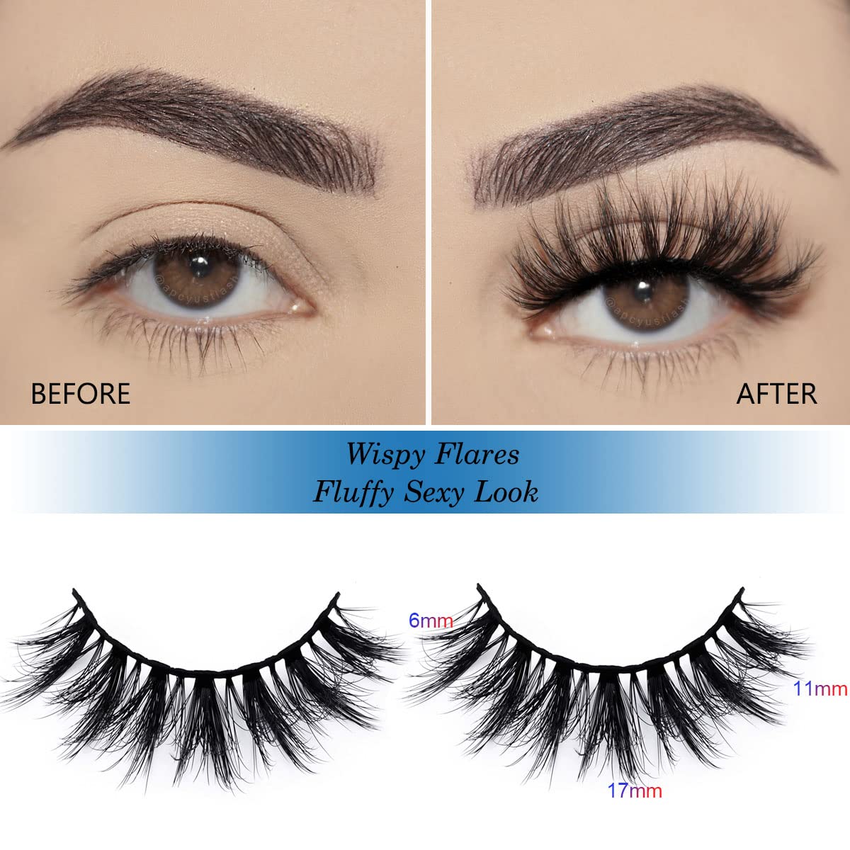 APCYUST Lashes Bulk 50 Pairs – 15mm & 18mm Full Eyelashes with Glitter Cases