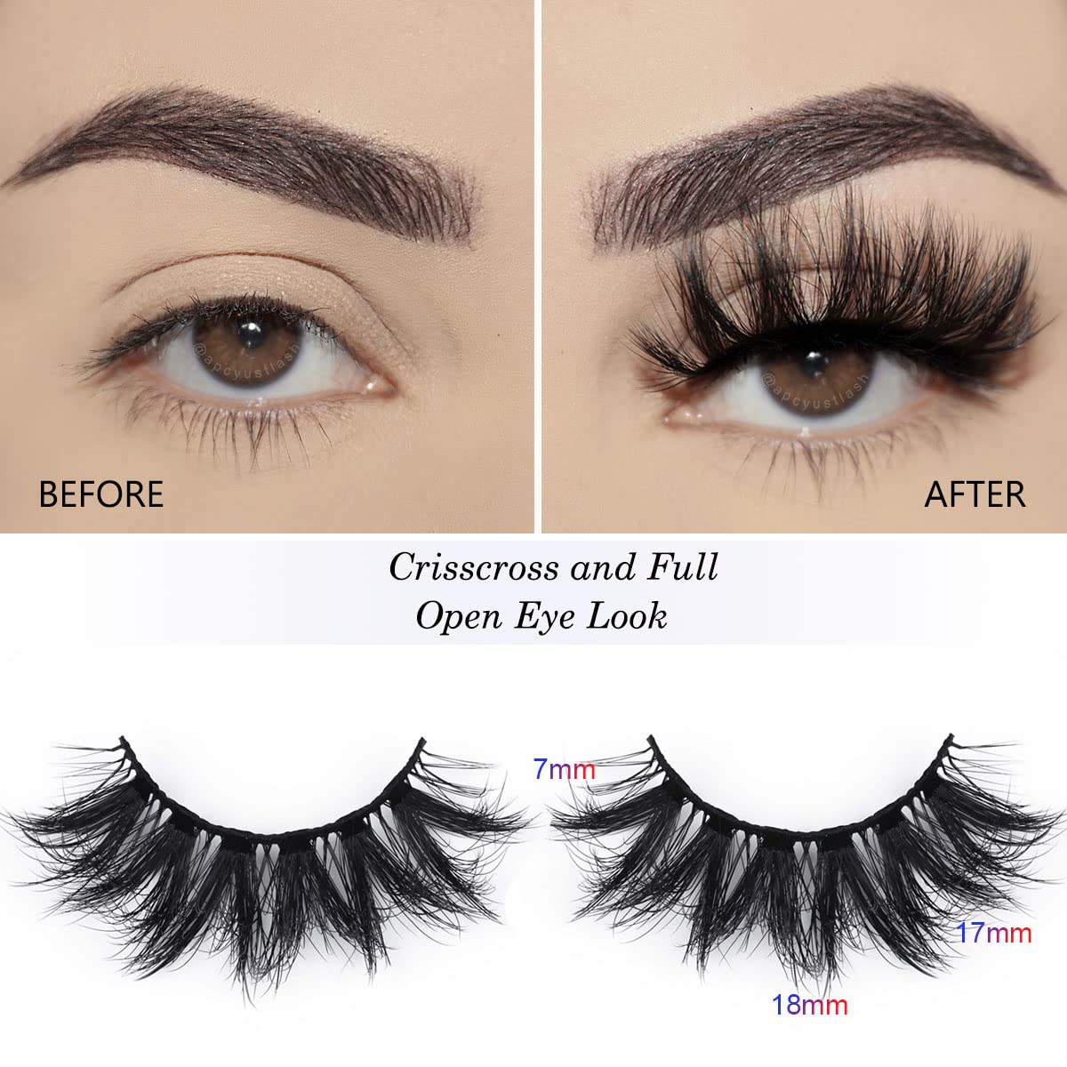 APCYUST Lashes Bulk 50 Pairs – 15mm & 18mm Full Eyelashes with Glitter Cases