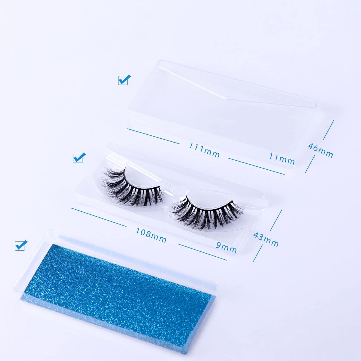APCYUST Lashes Bulk 50 Pairs – 15mm & 18mm Full Eyelashes with Glitter Cases