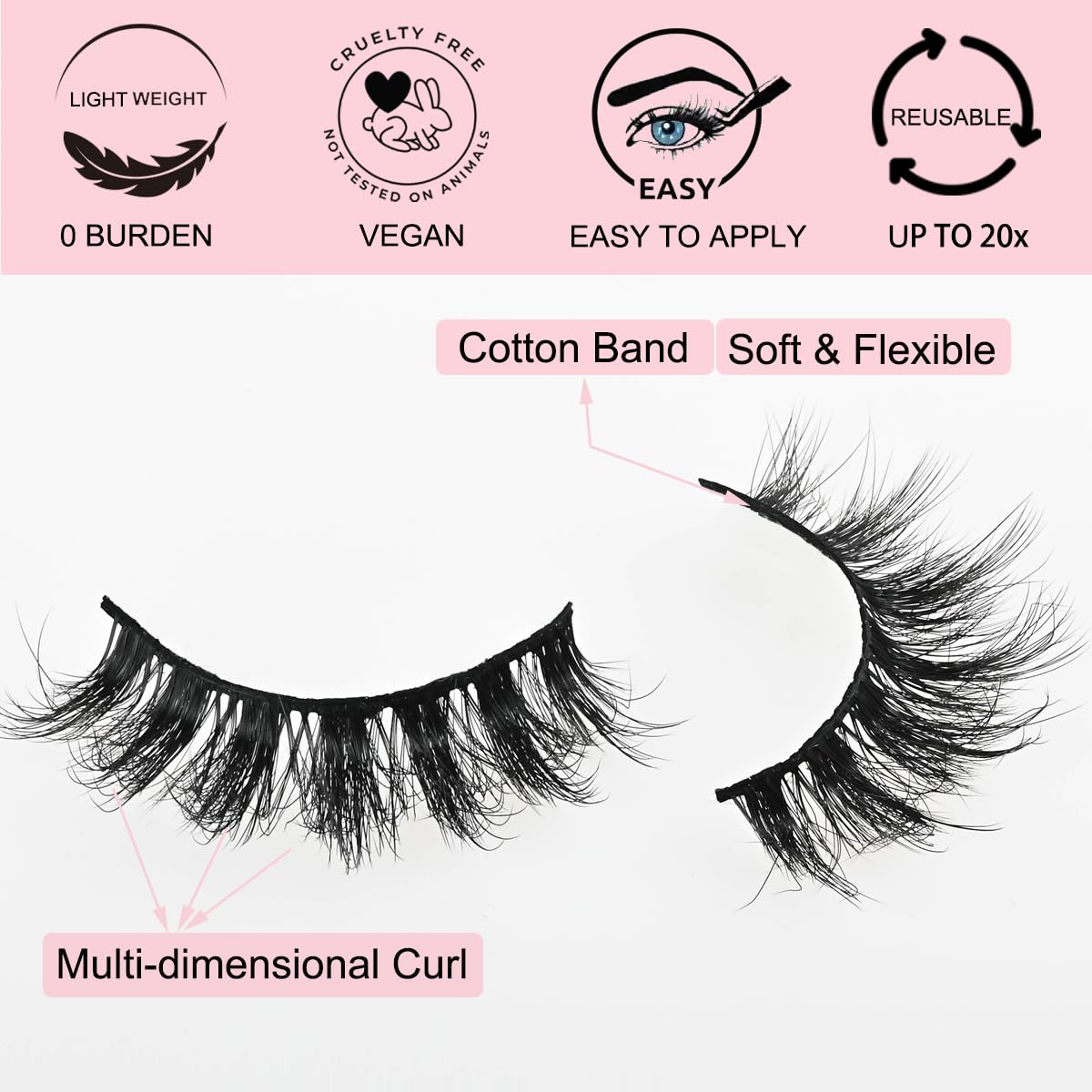 APCYUST Lashes Mink Bulk 30-Pair – 5D Fluffy Lashes Wholesale, Portable Pack