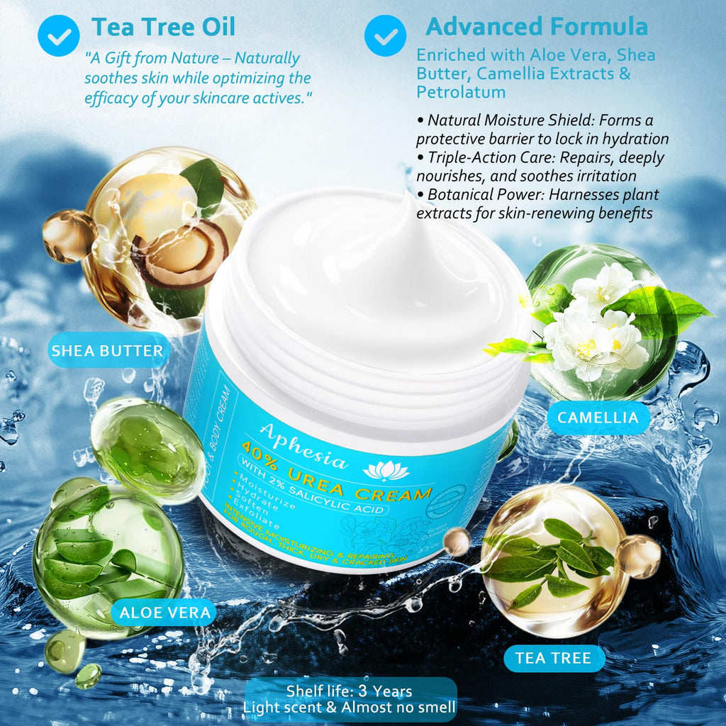 Aphesia Urea Cream 40% Maximum Strength — Foot & Body Moisturizer with Vitamin E & Salicylic Acid