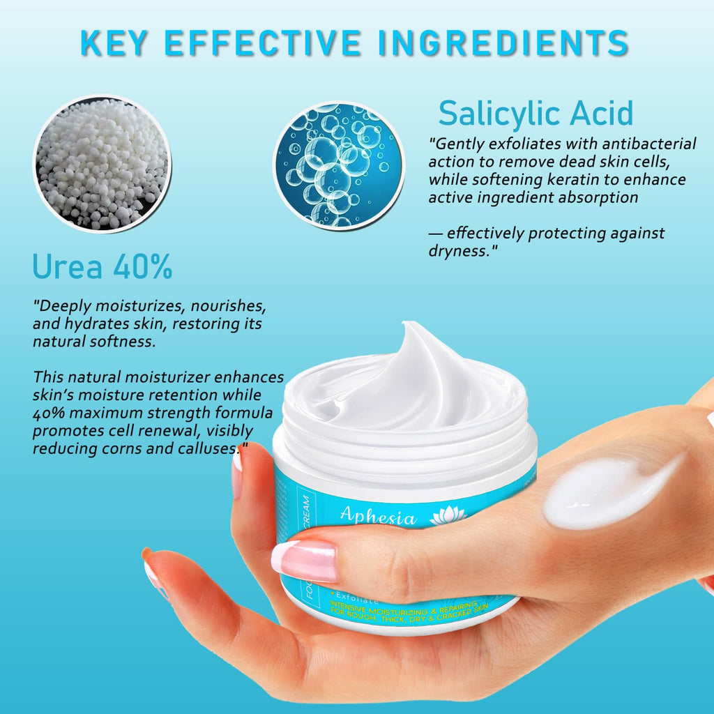 Aphesia Urea Cream 40% Maximum Strength — Foot & Body Moisturizer with Vitamin E & Salicylic Acid