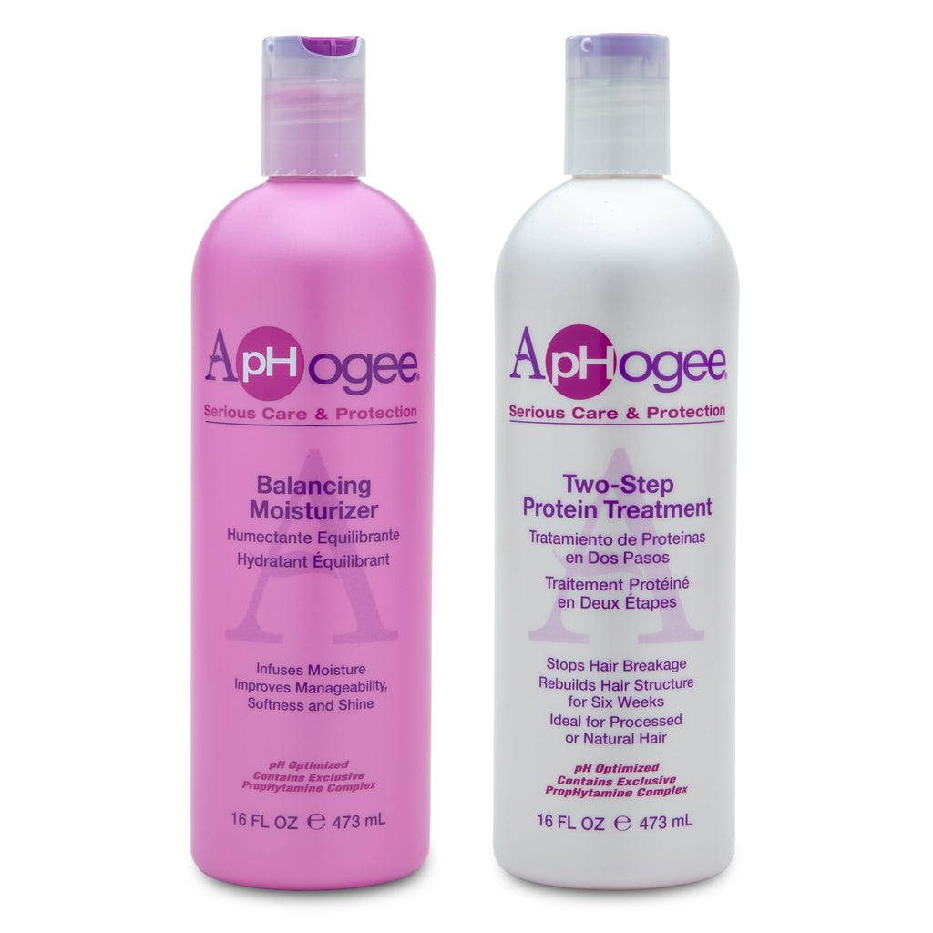 Aphogee Double Bundle – Two-Step Protein Treatment + Balancing Moisturizer (16 oz each)